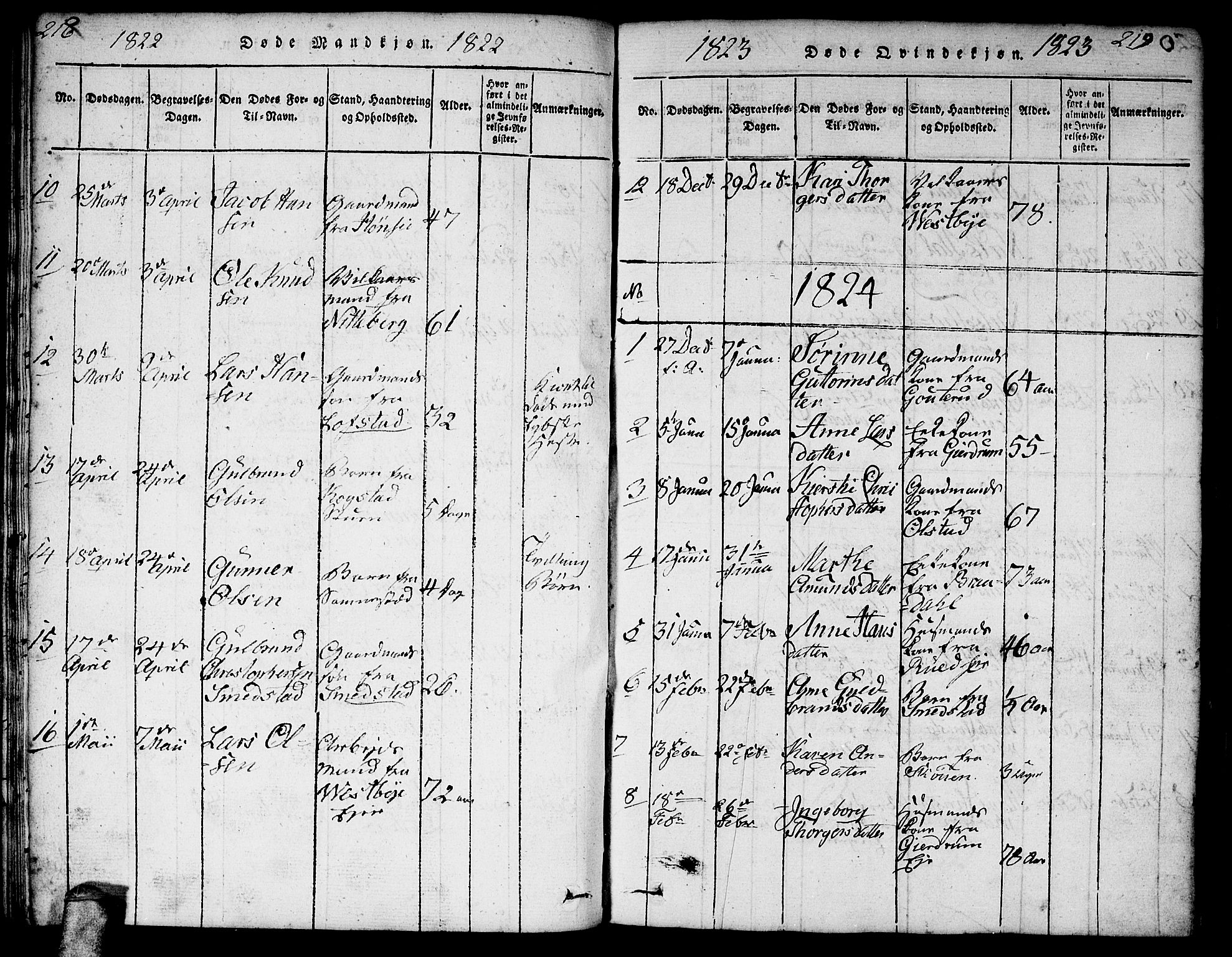 Gjerdrum prestekontor Kirkebøker, AV/SAO-A-10412b/F/Fa/L0004: Parish register (official) no. I 4, 1816-1836, p. 218-219