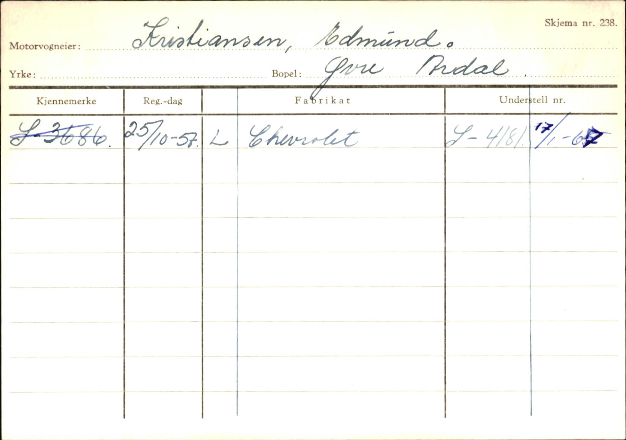 Statens vegvesen, Sogn og Fjordane vegkontor, AV/SAB-A-5301/4/F/L0145: Registerkort Vågsøy S-Å. Årdal I-P, 1945-1975, p. 1221