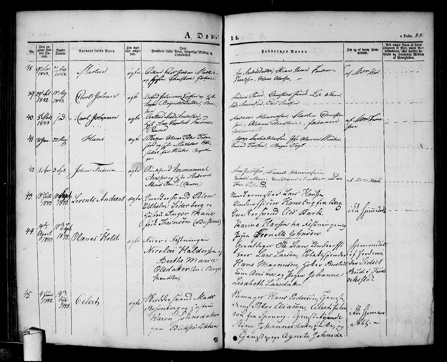 Halden prestekontor Kirkebøker, AV/SAO-A-10909/F/Fa/L0005: Parish register (official) no. I 5, 1834-1845, p. 88