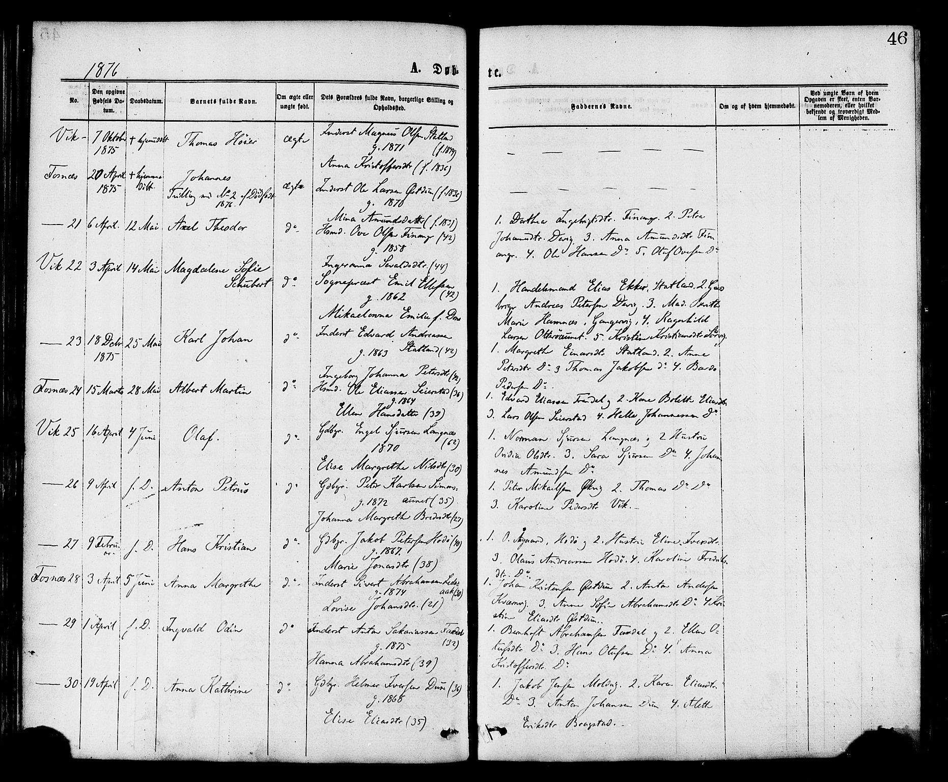 Ministerialprotokoller, klokkerbøker og fødselsregistre - Nord-Trøndelag, AV/SAT-A-1458/773/L0616: Parish register (official) no. 773A07, 1870-1887, p. 46