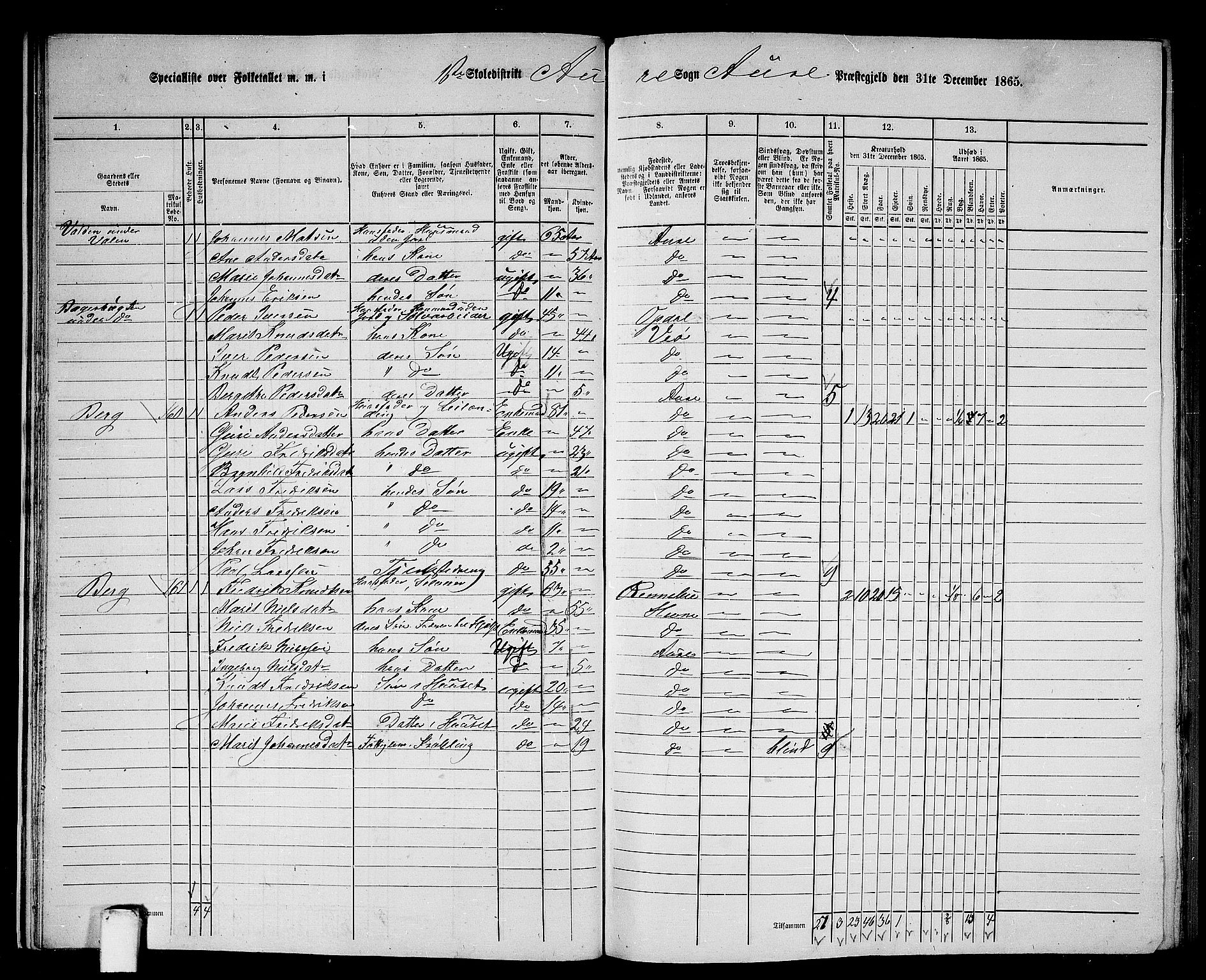 RA, 1865 census for Aure, 1865, p. 22