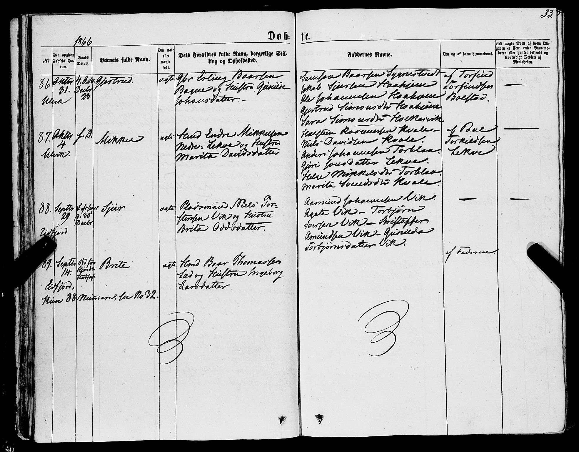Ulvik sokneprestembete, AV/SAB-A-78801/H/Haa: Parish register (official) no. A 15, 1864-1878, p. 33