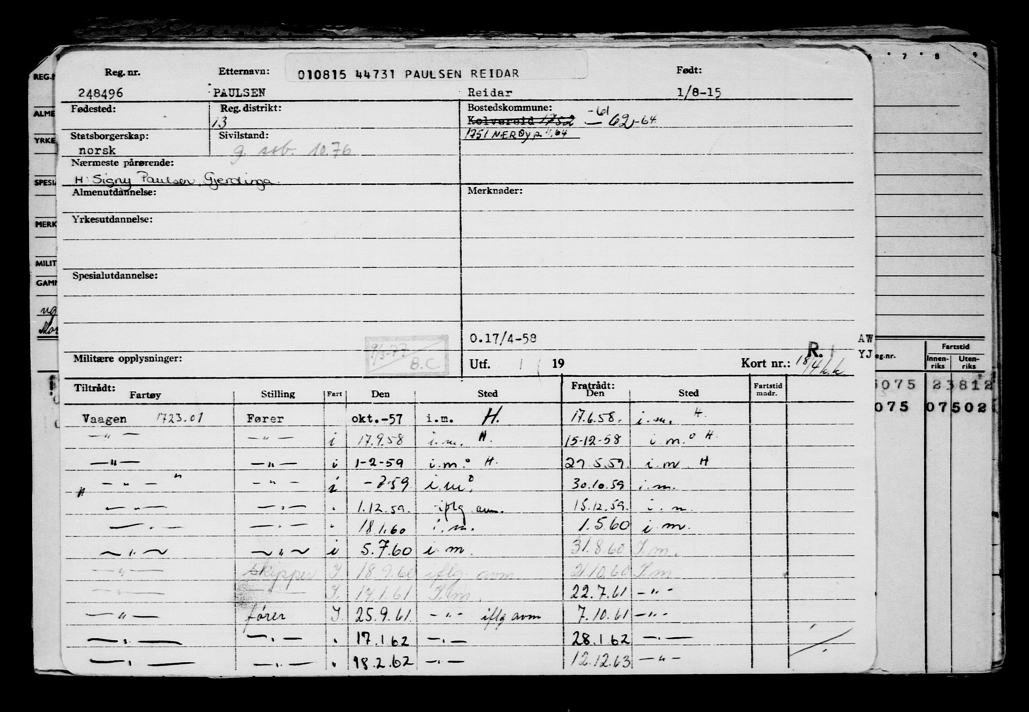 Direktoratet for sjømenn, RA/S-3545/G/Gb/L0131: Hovedkort, 1915, p. 583