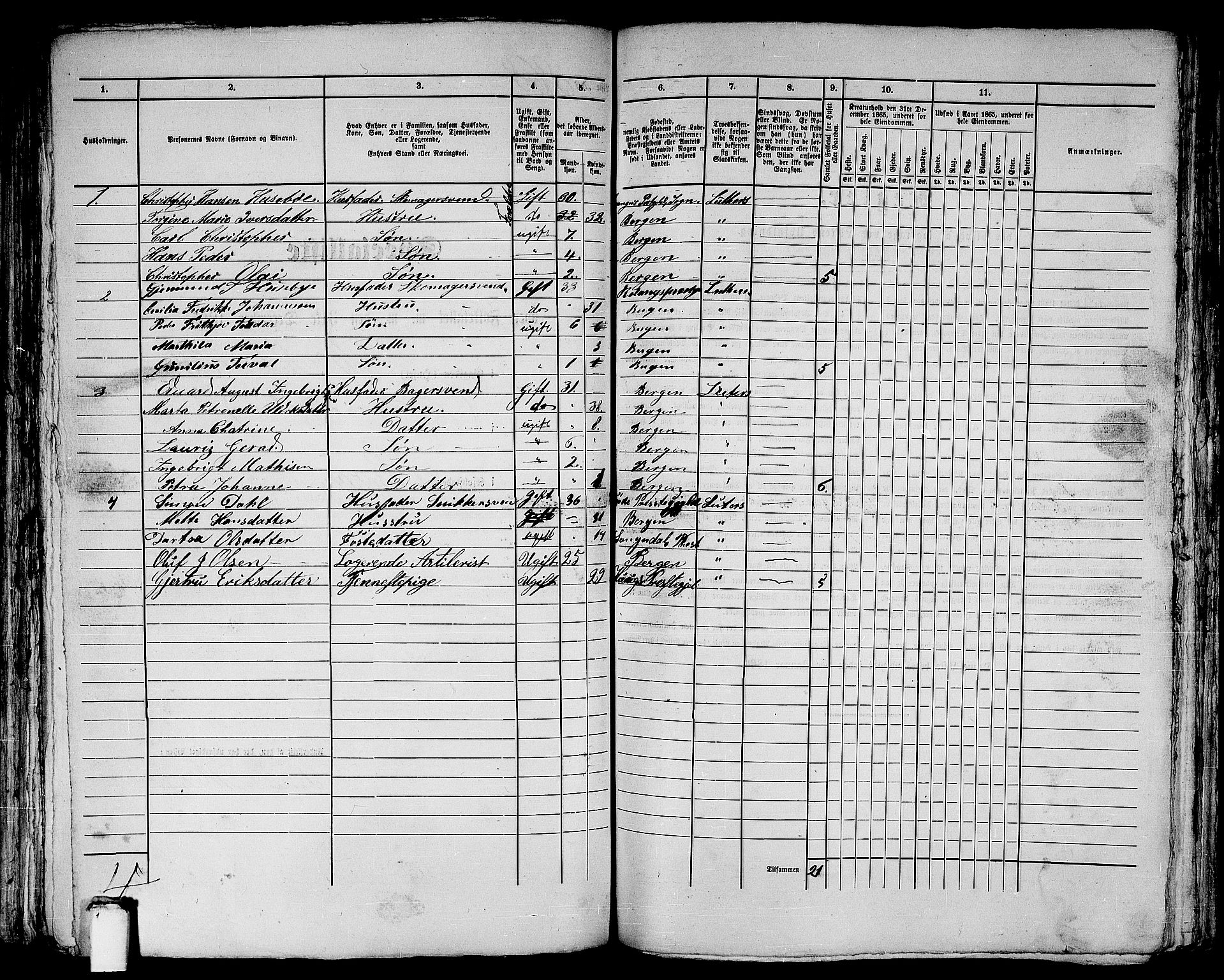 RA, 1865 census for Bergen, 1865, p. 1798