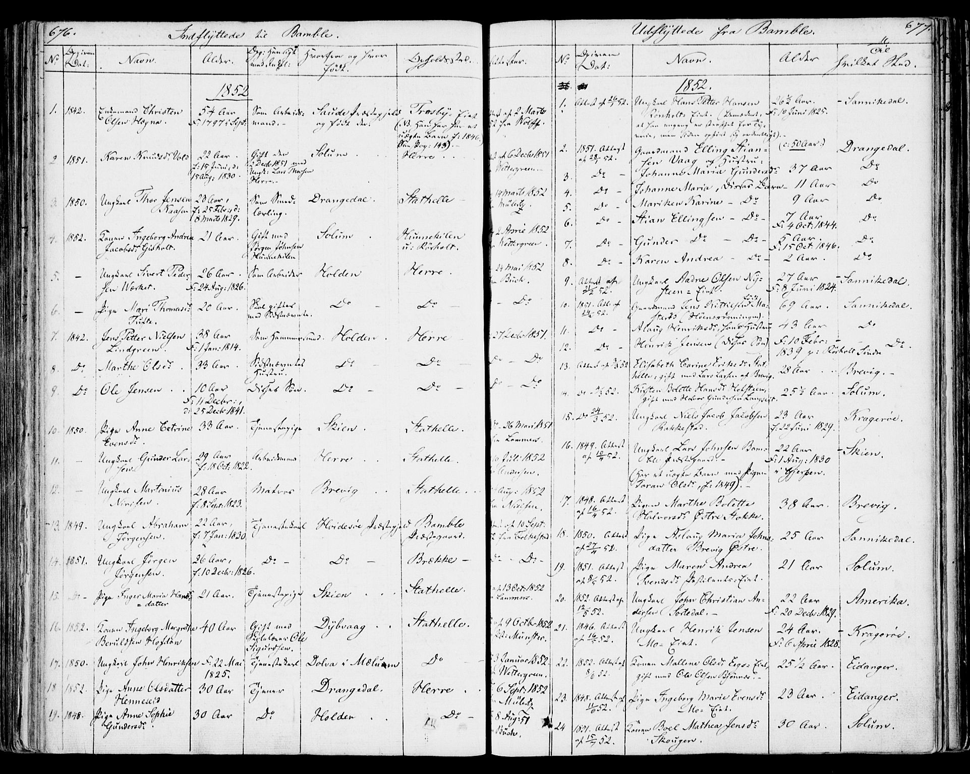Bamble kirkebøker, SAKO/A-253/F/Fa/L0004: Parish register (official) no. I 4, 1834-1853, p. 676-677