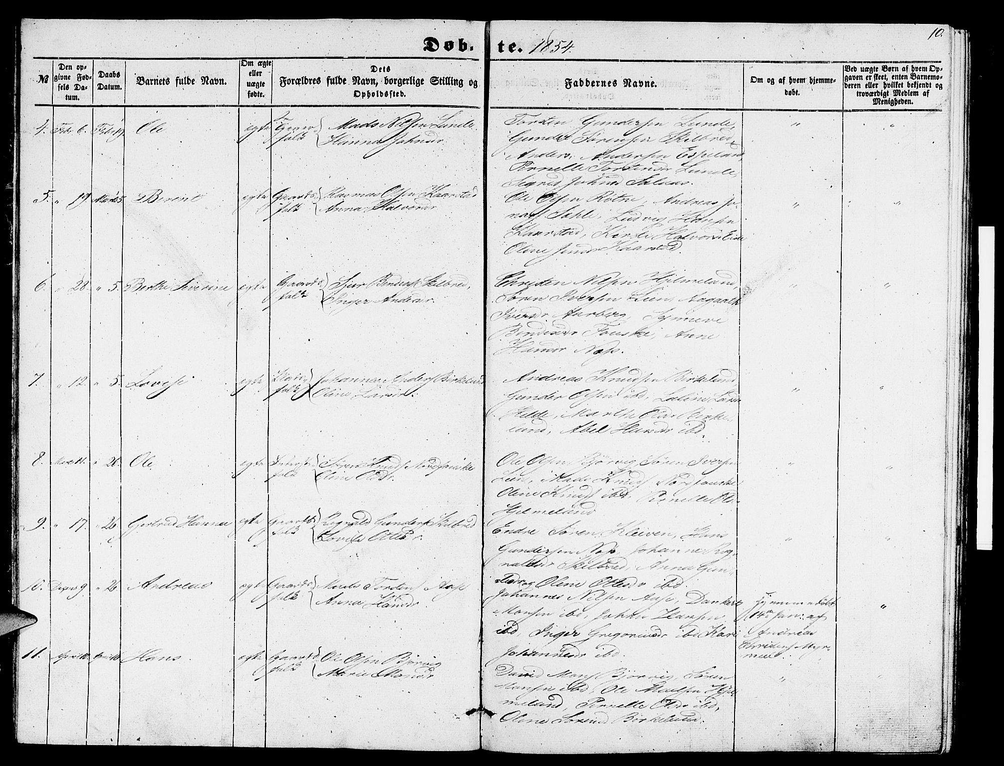 Gaular sokneprestembete, AV/SAB-A-80001/H/Hab: Parish register (copy) no. B 1, 1853-1863, p. 10