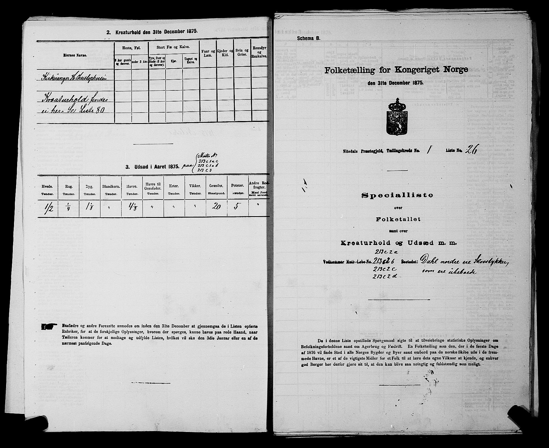 RA, 1875 census for 0233P Nittedal, 1875, p. 28