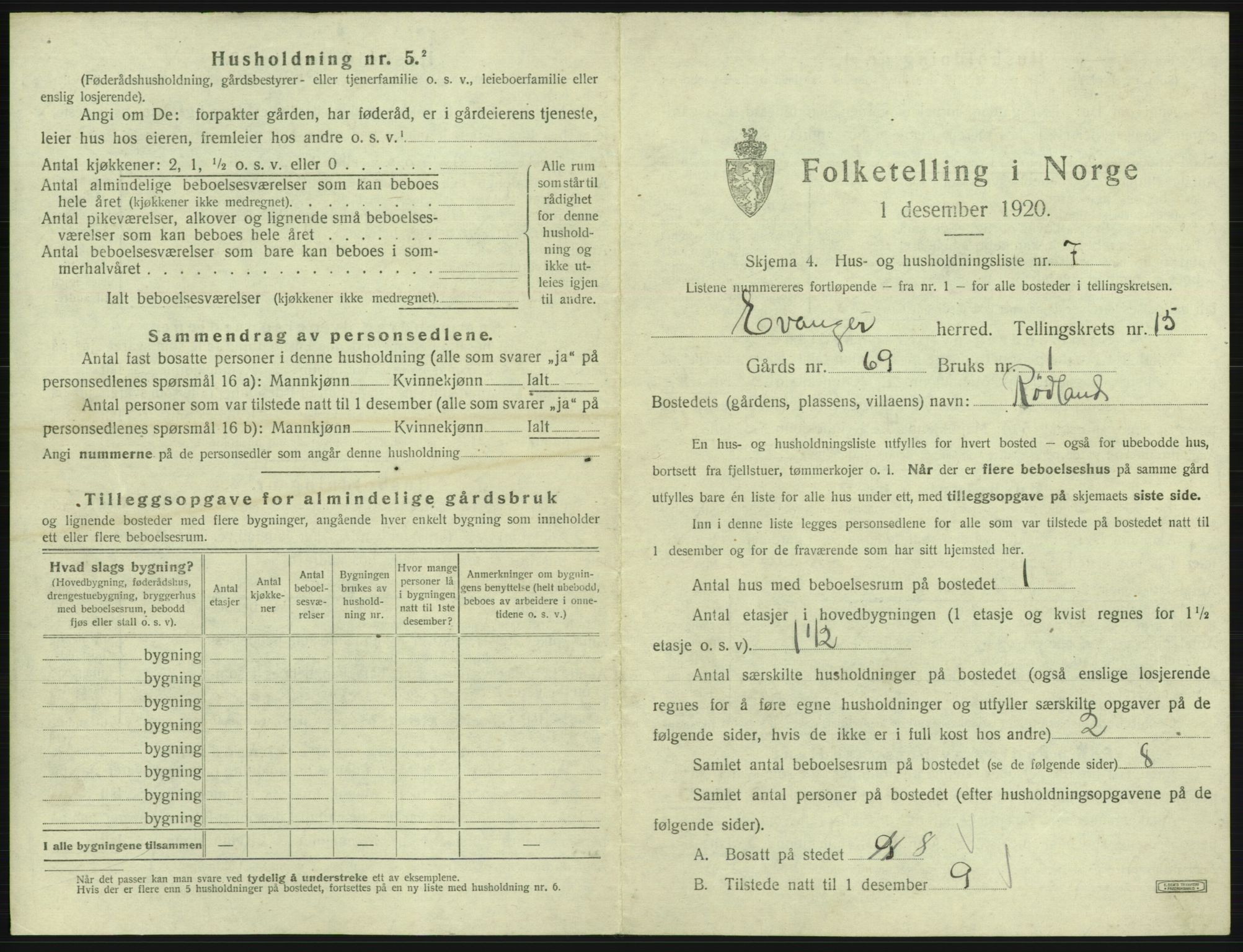 SAB, 1920 census for Evanger, 1920, p. 669