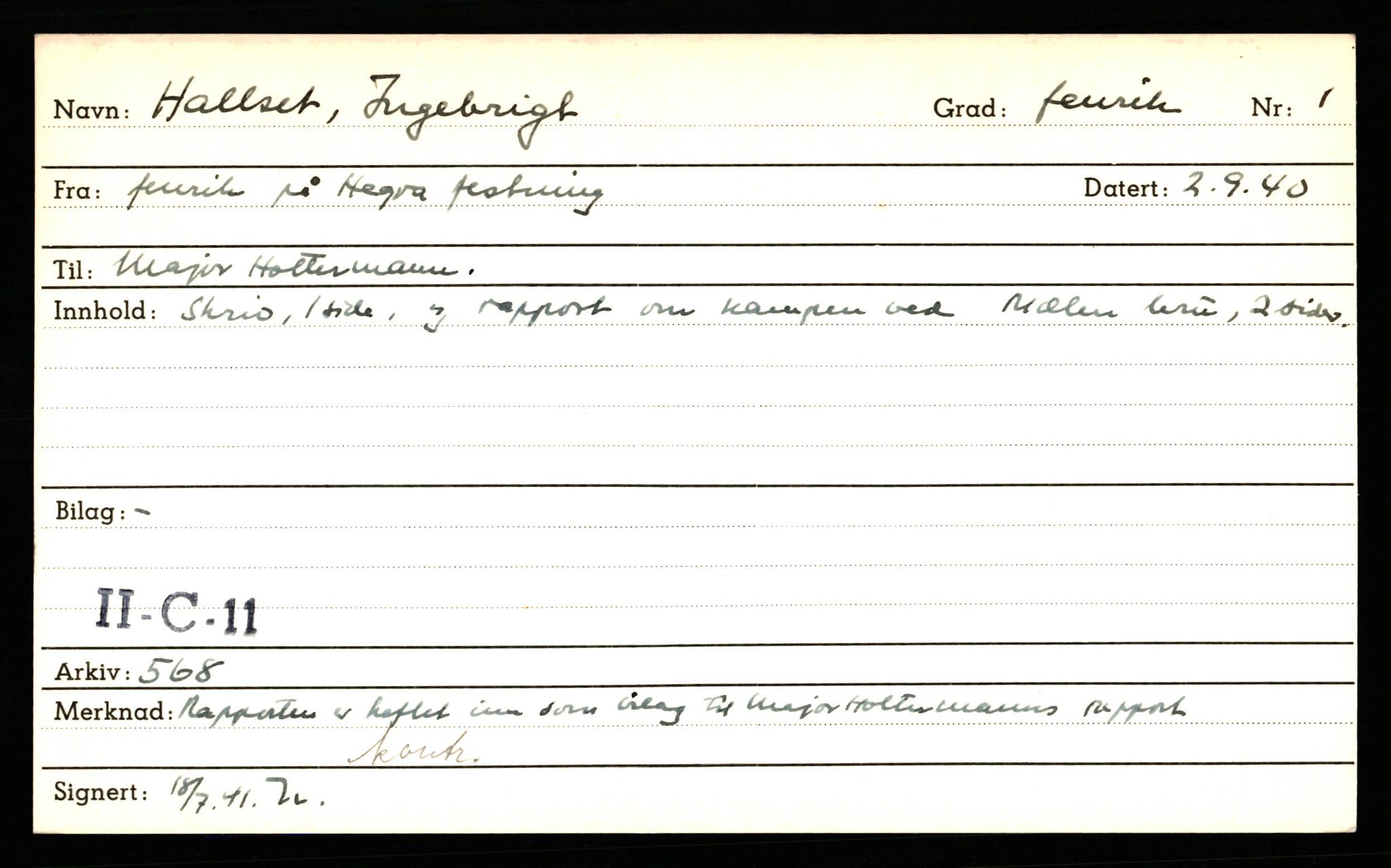 Forsvaret, Forsvarets krigshistoriske avdeling, AV/RA-RAFA-2017/E/Ed/L0156: FKA:  Forfatterkartotek F - H., 1945-1979, p. 1006