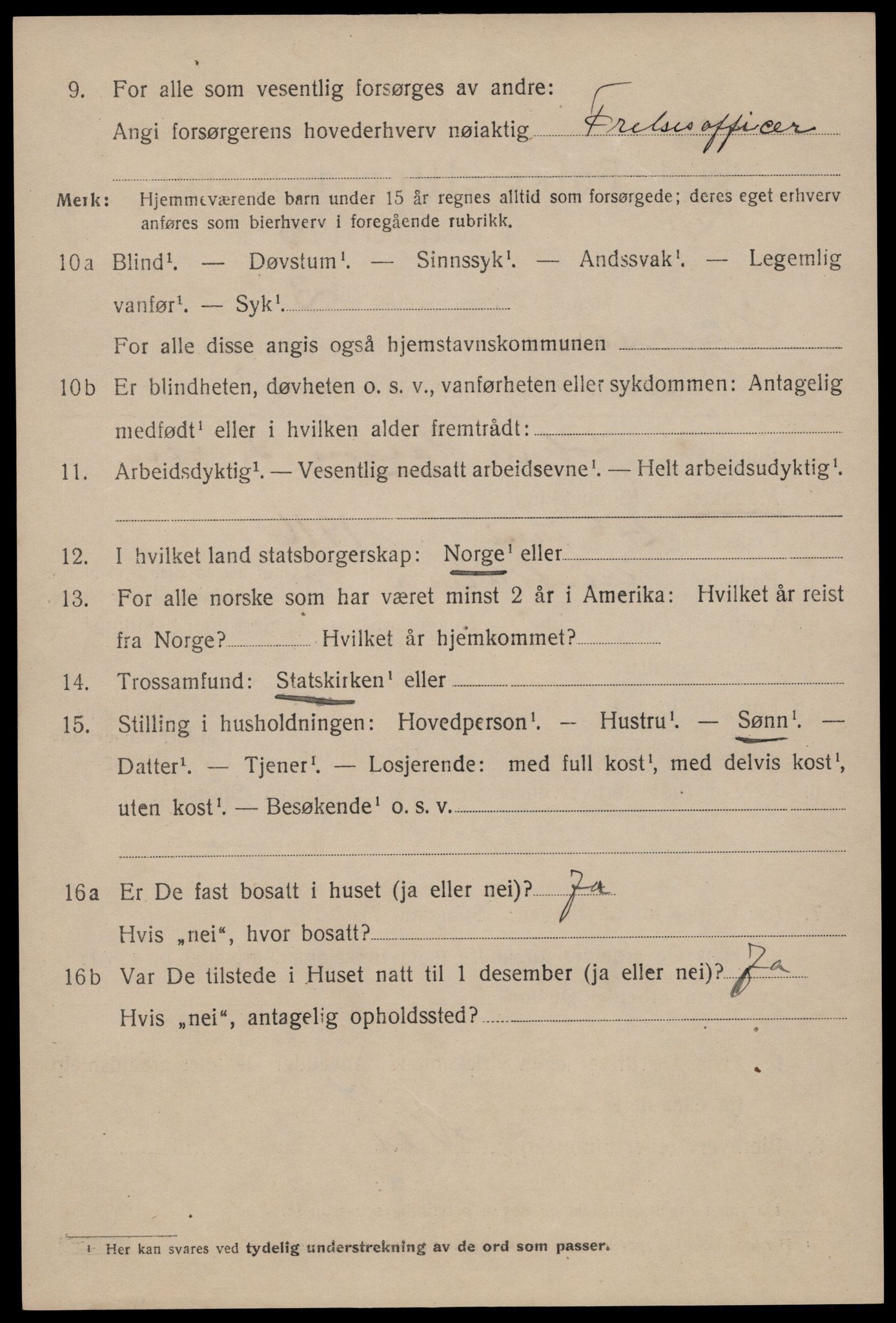 SAST, 1920 census for Egersund town, 1920, p. 3209