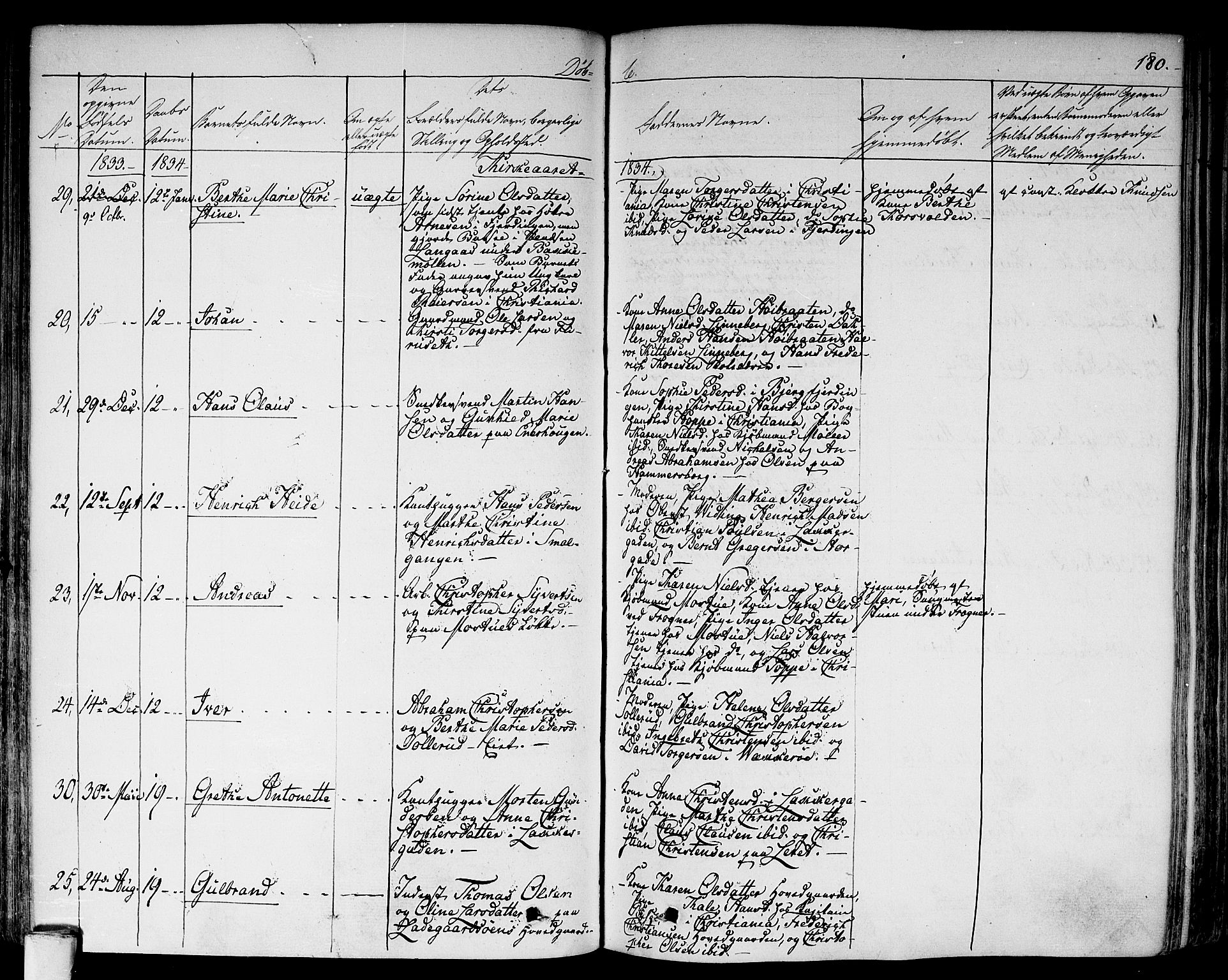 Aker prestekontor kirkebøker, AV/SAO-A-10861/F/L0013: Parish register (official) no. 13, 1828-1837, p. 180