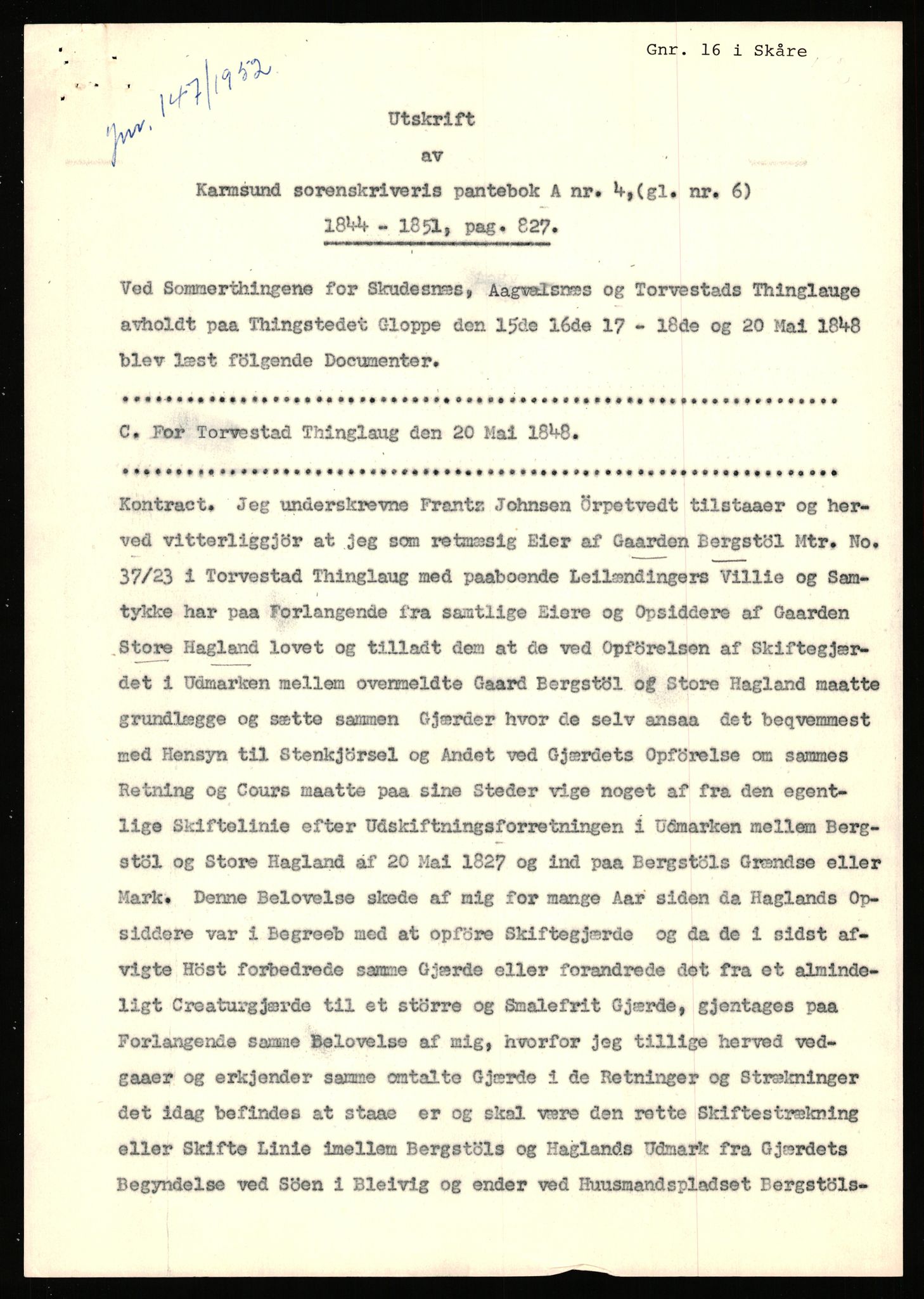 Statsarkivet i Stavanger, AV/SAST-A-101971/03/Y/Yj/L0007: Avskrifter sortert etter gårdsnavn: Berekvam - Birkeland, 1750-1930, p. 309