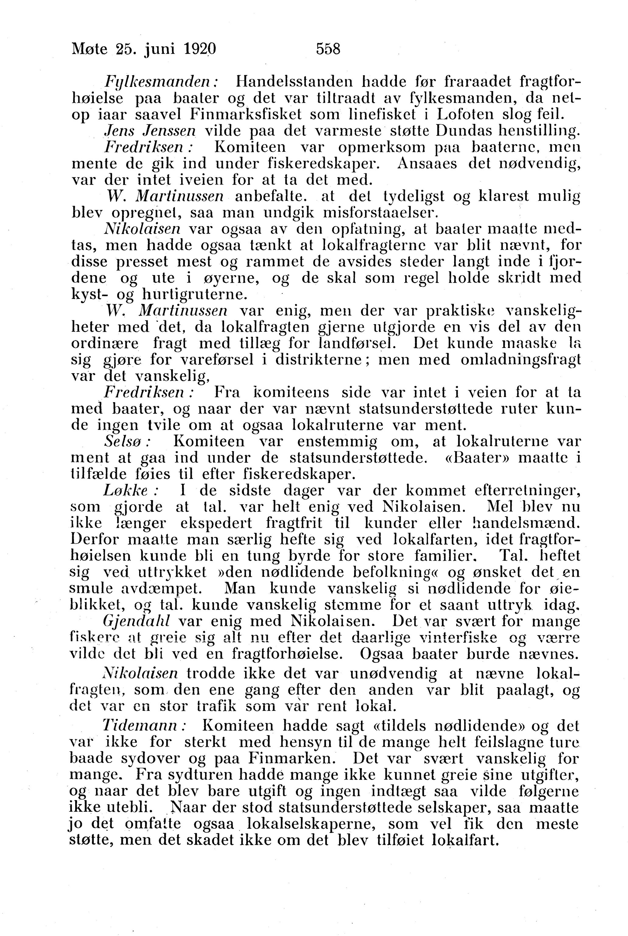 Nordland Fylkeskommune. Fylkestinget, AIN/NFK-17/176/A/Ac/L0043: Fylkestingsforhandlinger 1920, 1920