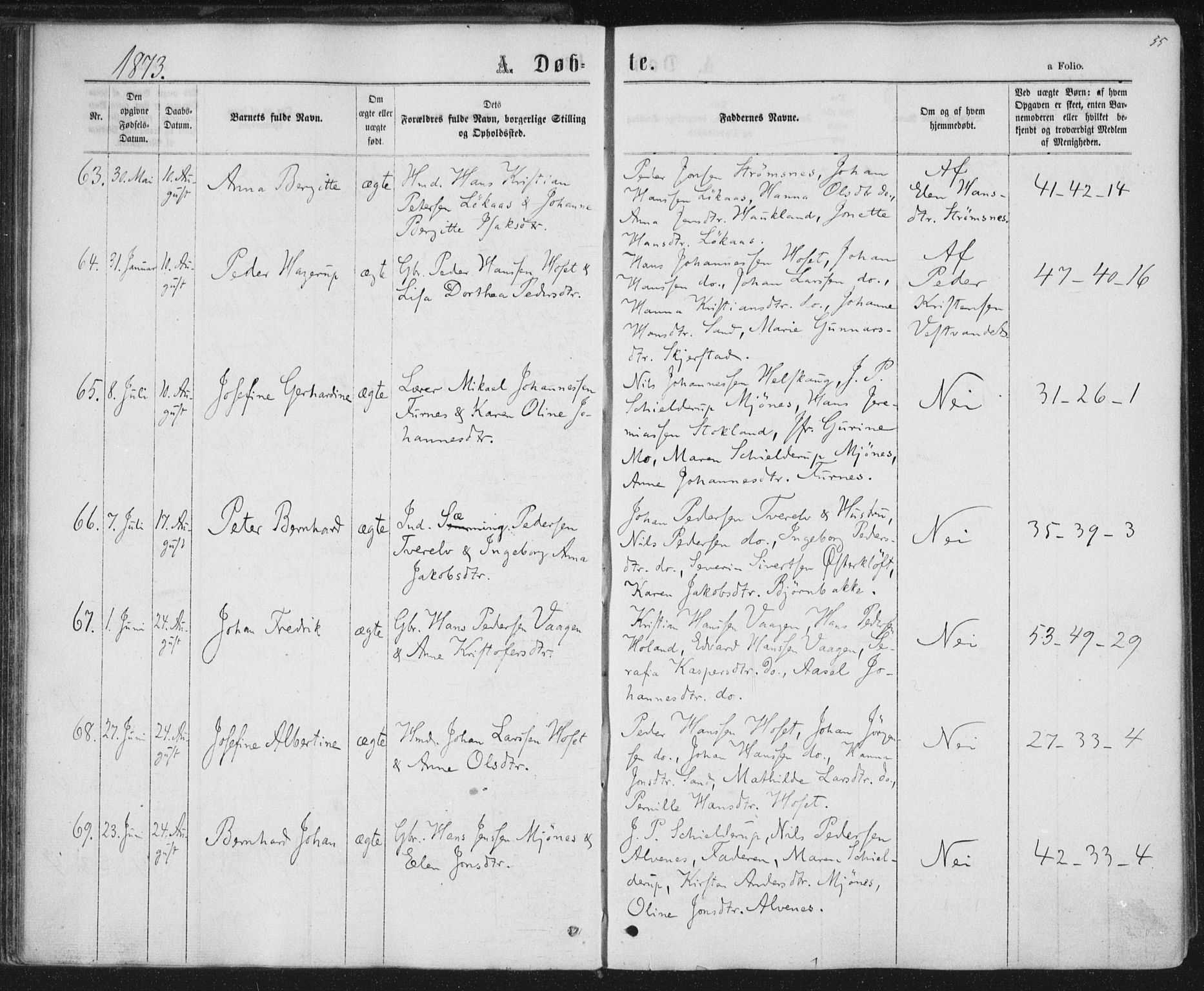 Ministerialprotokoller, klokkerbøker og fødselsregistre - Nordland, AV/SAT-A-1459/852/L0739: Parish register (official) no. 852A09, 1866-1877, p. 55