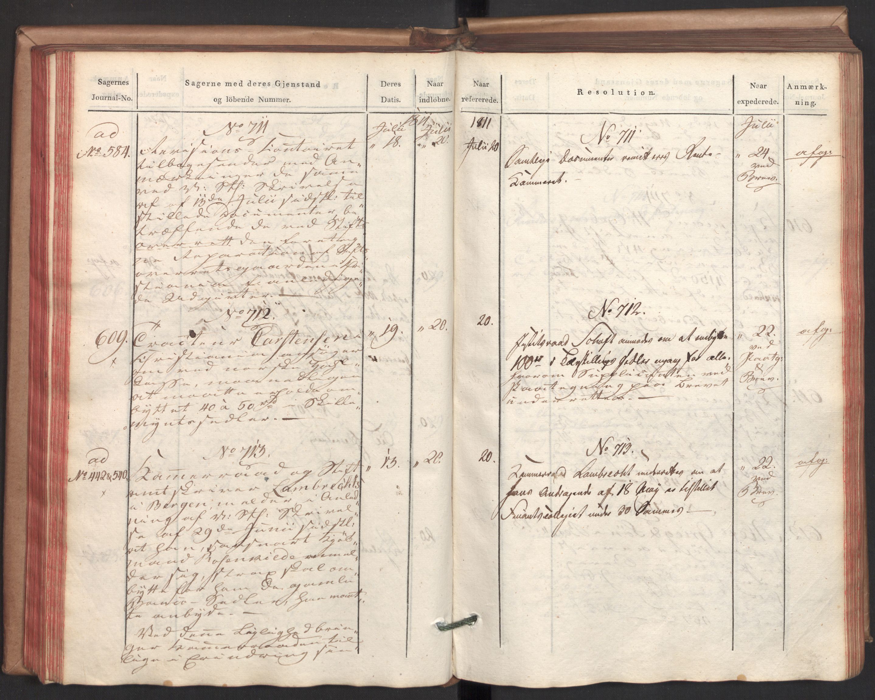 Stattholderembetet 1810-1814, 2. kontor (Kontor B), AV/RA-EA-5432/Ab/L0002: Referatprotokoll,  j.nr. 291-1001,  l.nr. 348-1179, 1811, p. 123