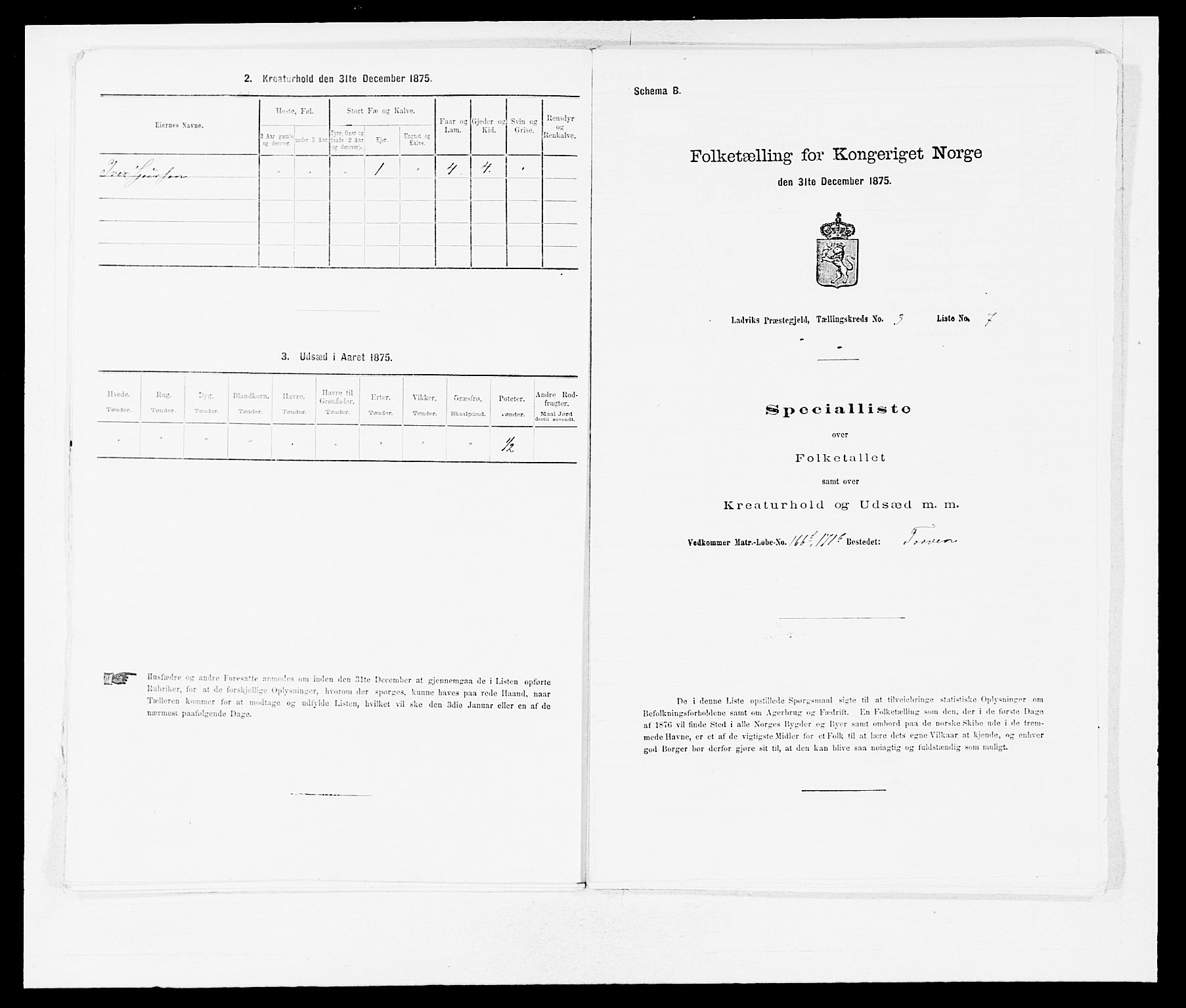 SAB, 1875 census for 1415P Lavik, 1875, p. 230