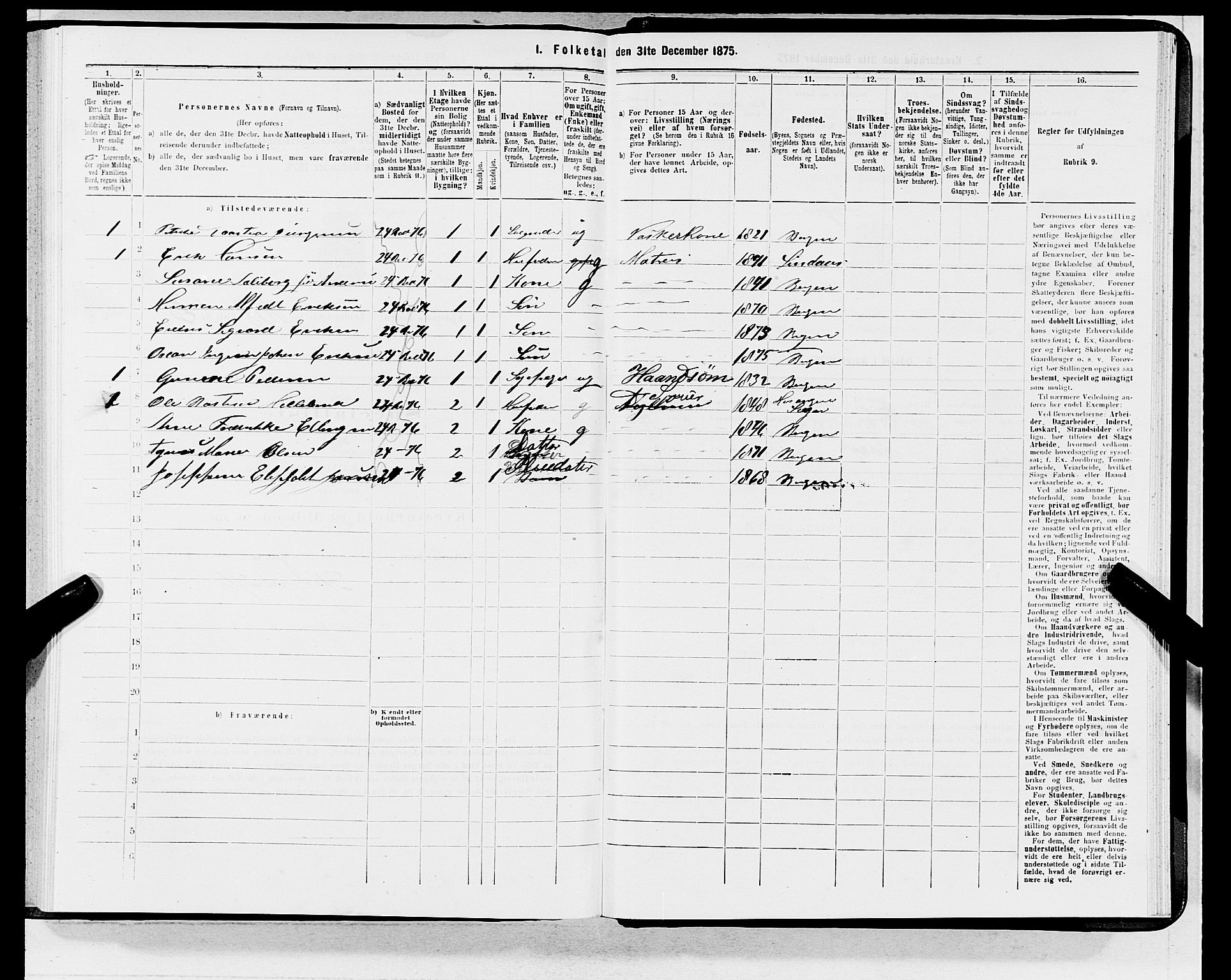 SAB, 1875 census for 1301 Bergen, 1875, p. 5868