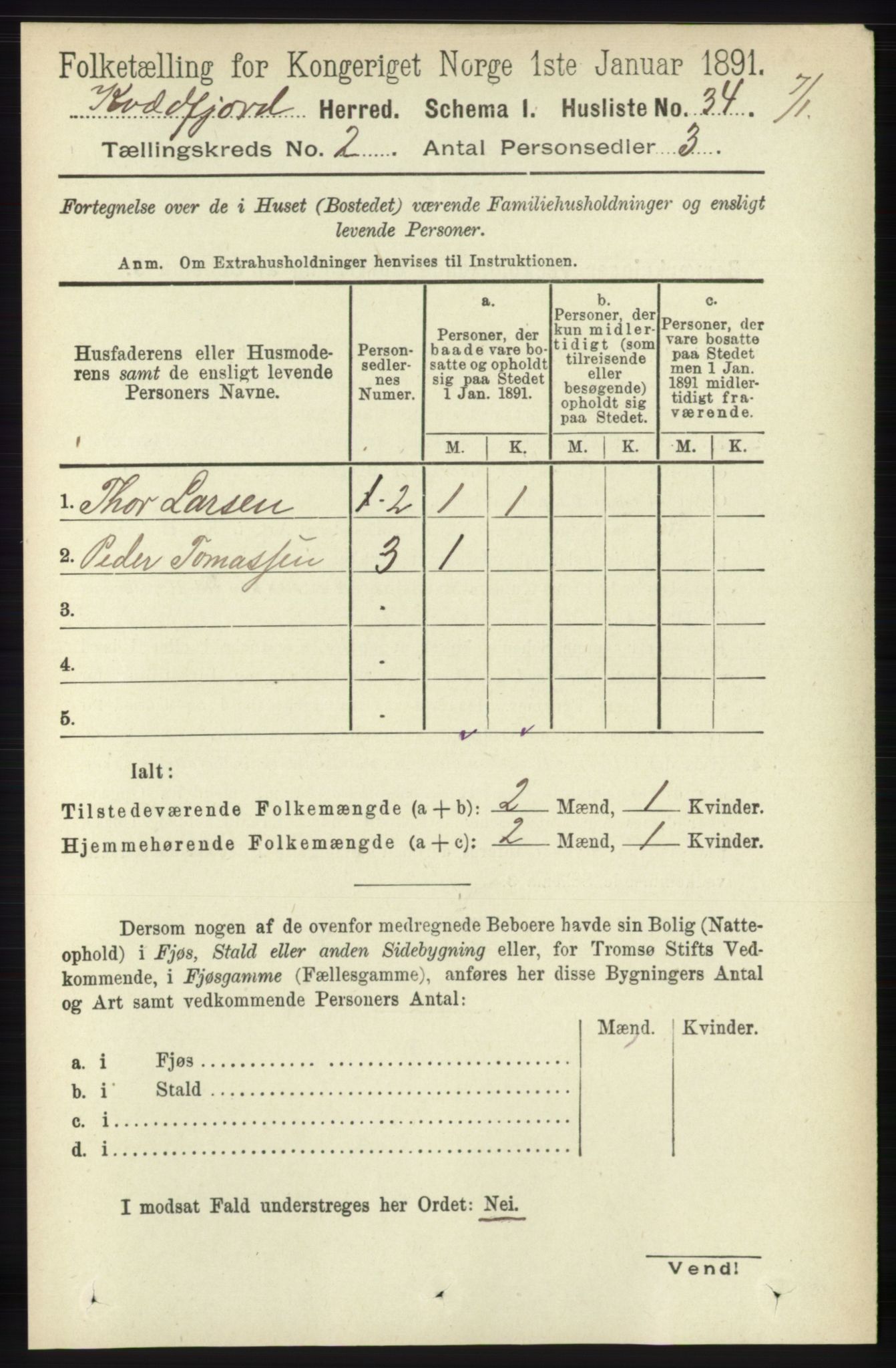 RA, 1891 census for 1911 Kvæfjord, 1891, p. 661