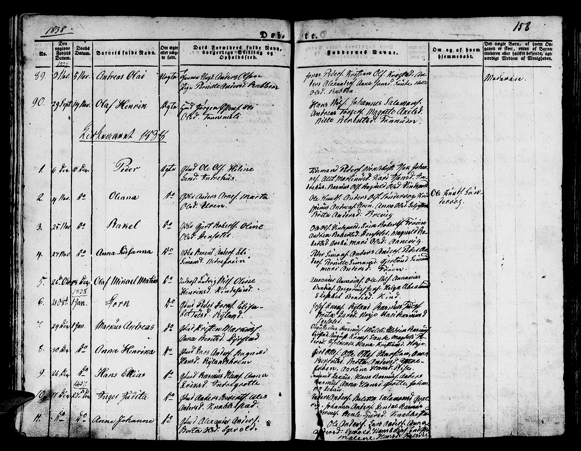 Kinn sokneprestembete, SAB/A-80801/H/Haa/Haaa/L0004/0001: Parish register (official) no. A 4I, 1822-1840, p. 158