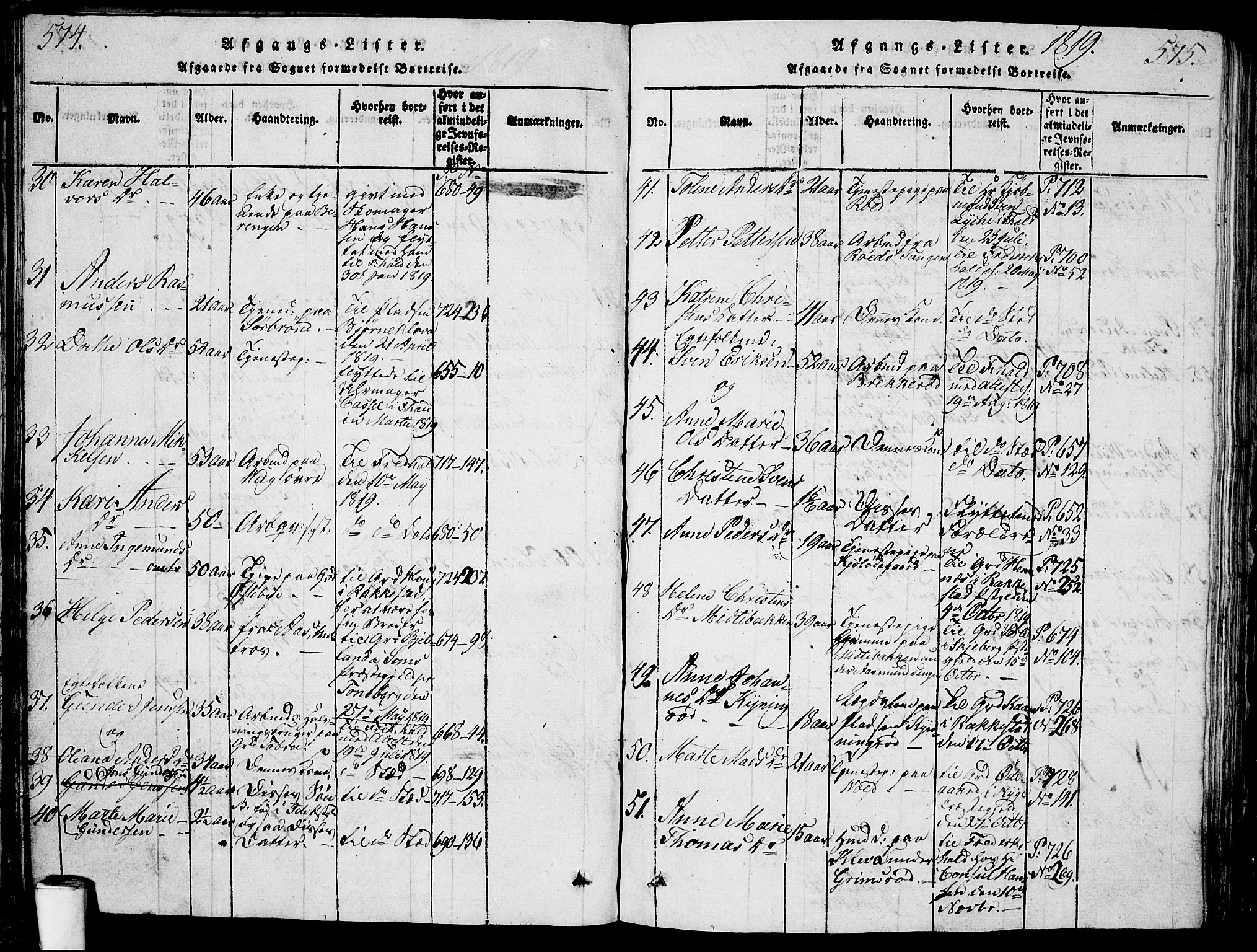 Berg prestekontor Kirkebøker, AV/SAO-A-10902/G/Ga/L0001: Parish register (copy) no. I 1, 1815-1832, p. 574-575