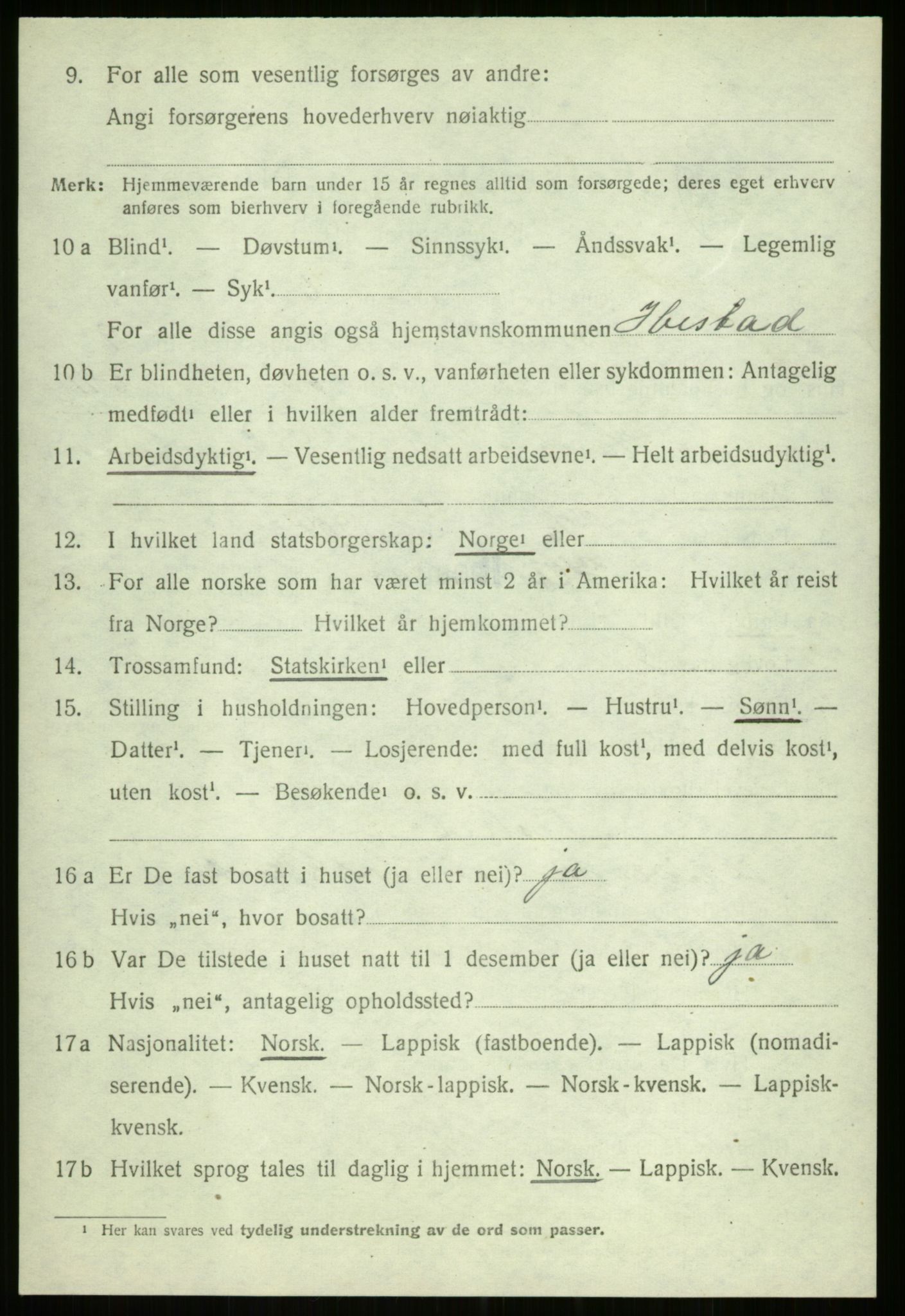 SATØ, 1920 census for Ibestad, 1920, p. 5427