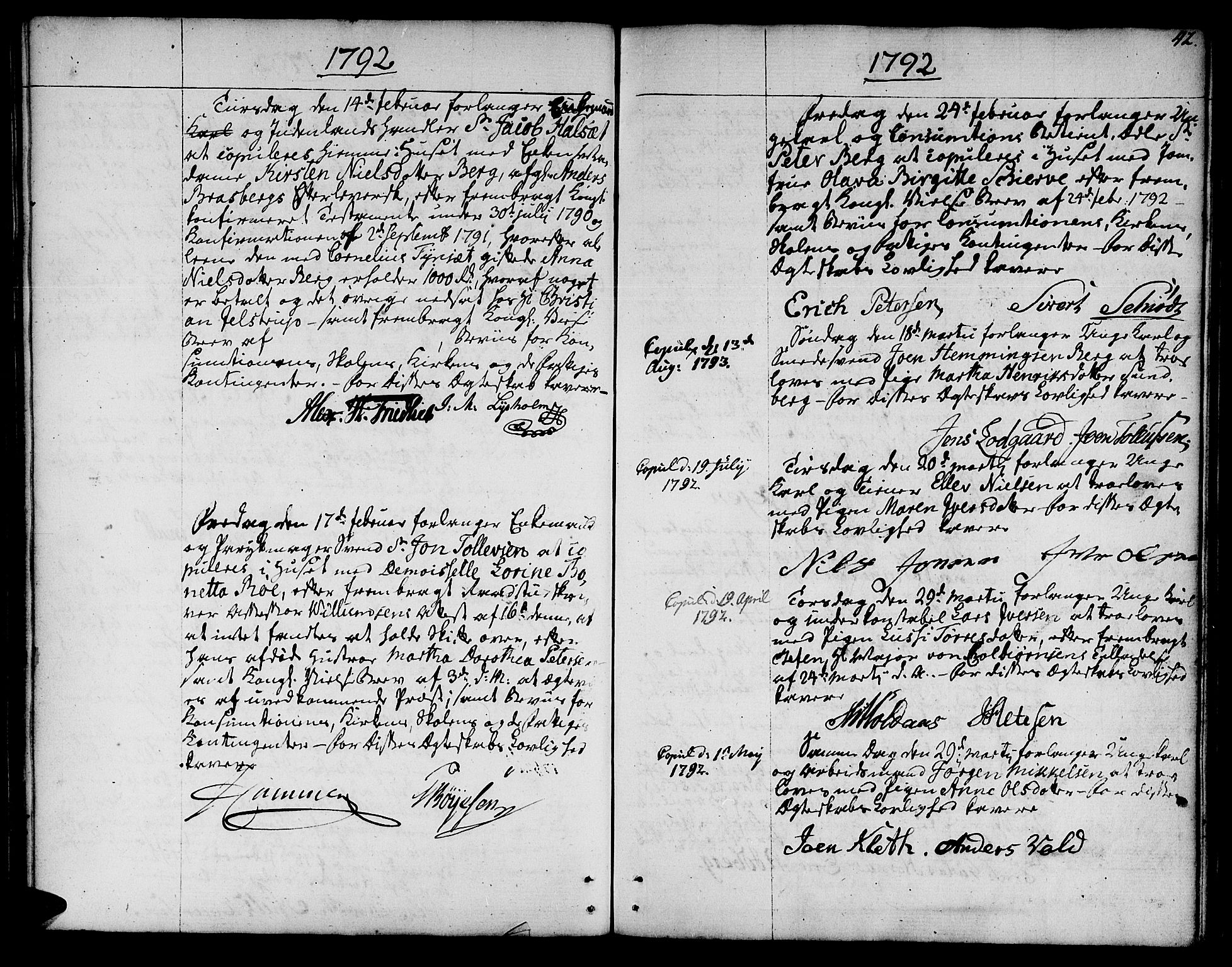 Ministerialprotokoller, klokkerbøker og fødselsregistre - Sør-Trøndelag, SAT/A-1456/601/L0041: Parish register (official) no. 601A09, 1784-1801, p. 42