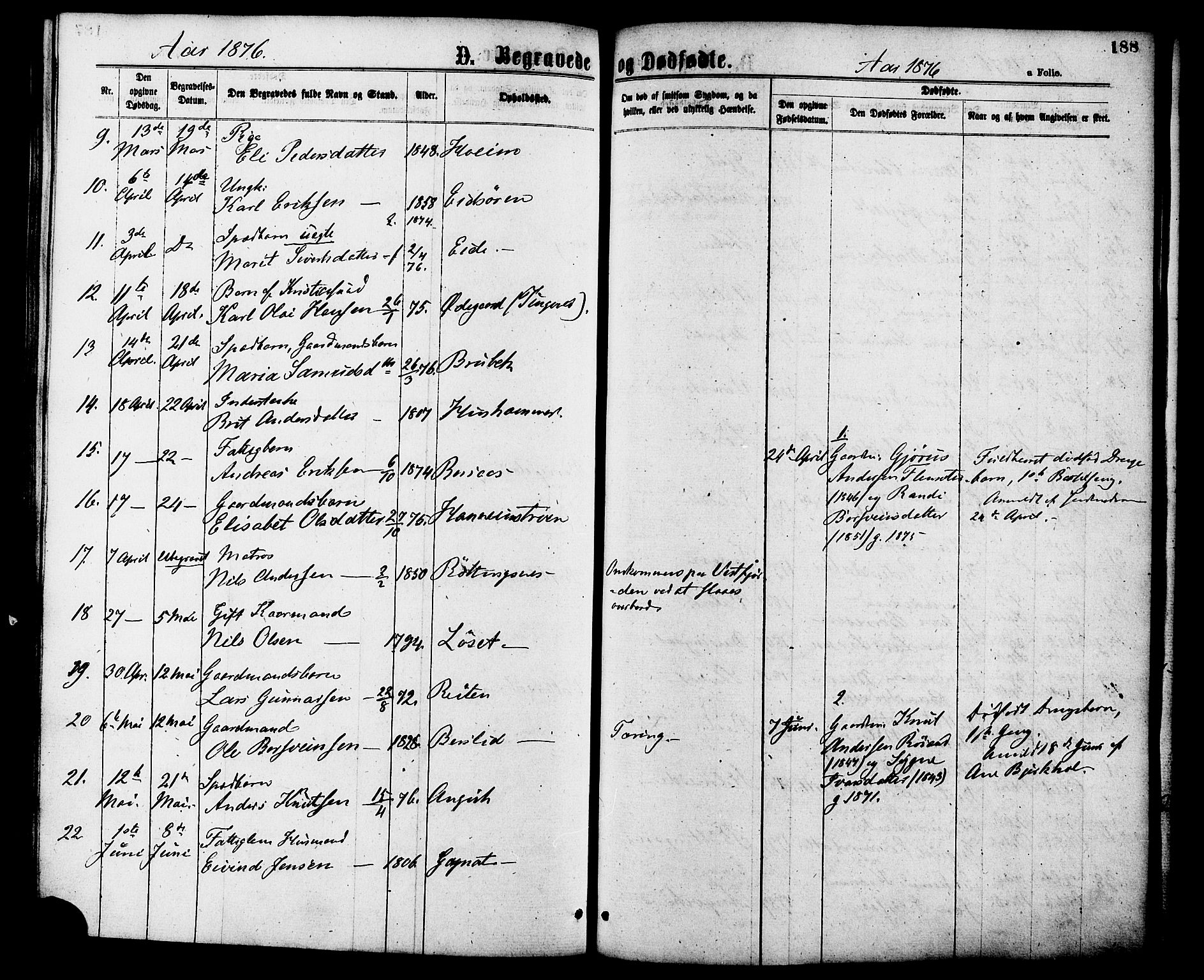 Ministerialprotokoller, klokkerbøker og fødselsregistre - Møre og Romsdal, AV/SAT-A-1454/586/L0986: Parish register (official) no. 586A12, 1867-1878, p. 188