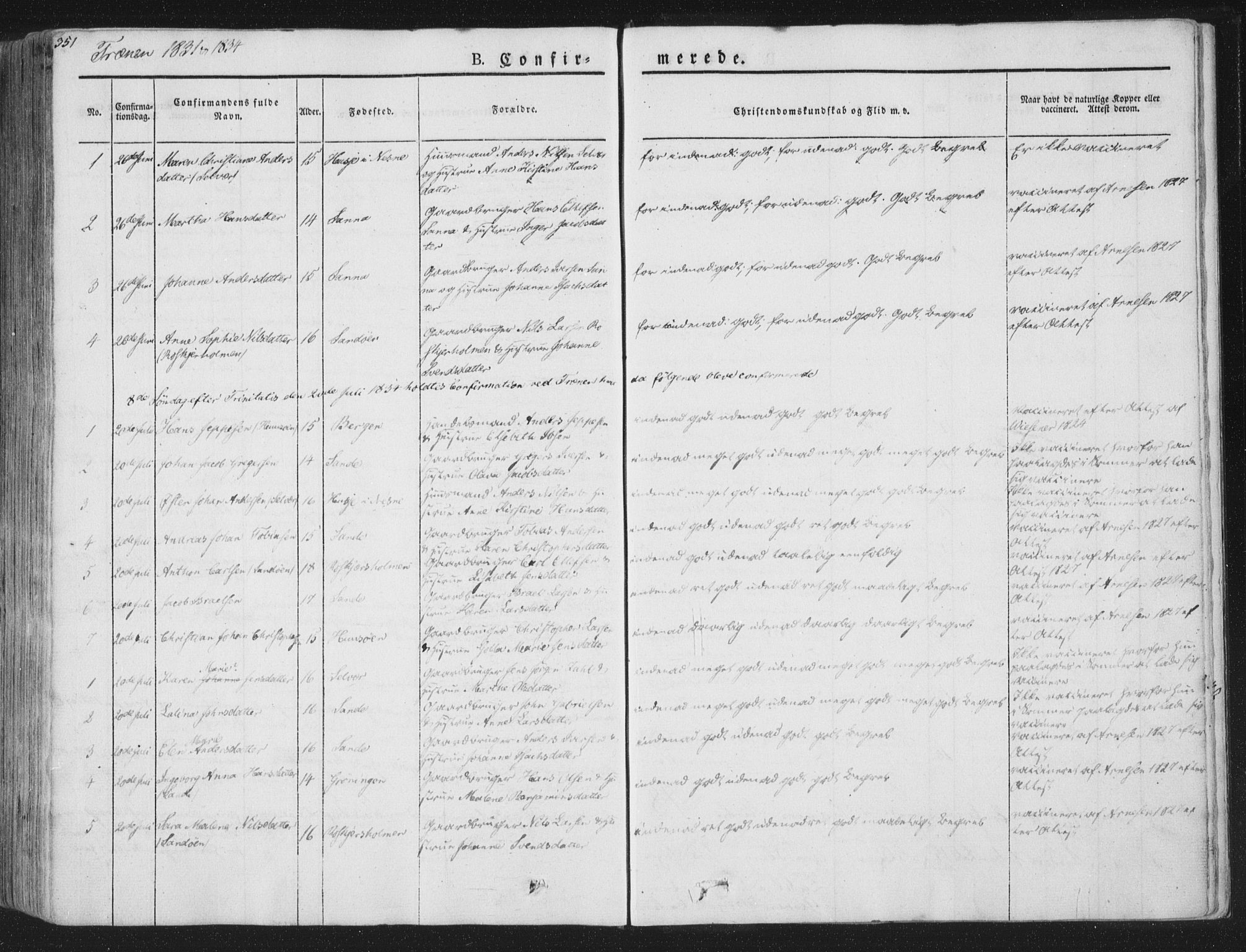 Ministerialprotokoller, klokkerbøker og fødselsregistre - Nordland, AV/SAT-A-1459/839/L0565: Parish register (official) no. 839A02, 1825-1862, p. 351
