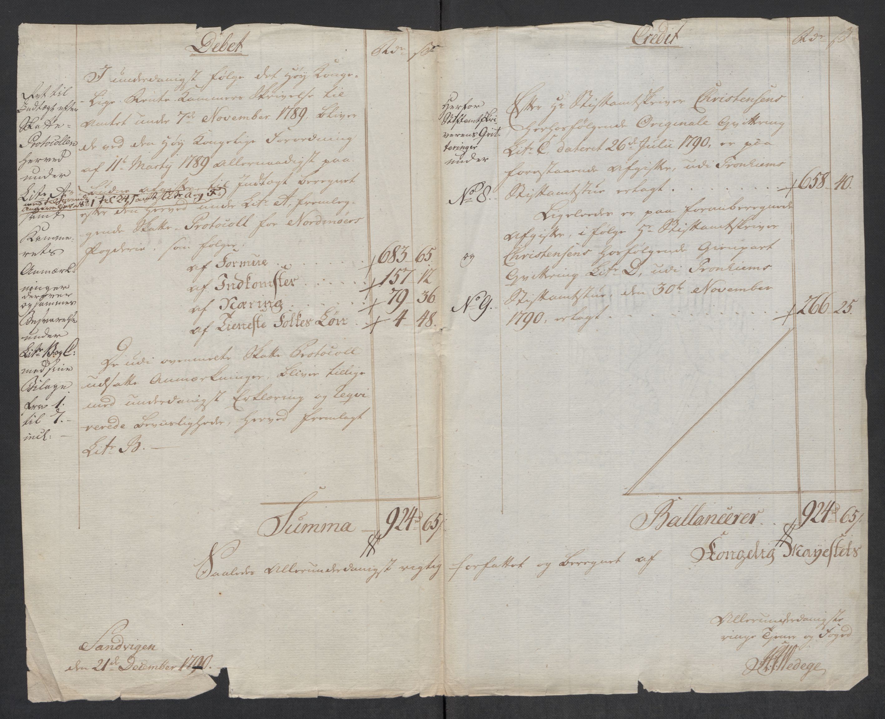 Rentekammeret inntil 1814, Reviderte regnskaper, Mindre regnskaper, AV/RA-EA-4068/Rf/Rfe/L0031: Nordmøre fogderi, Numedal og Sandsvær fogderi, 1789, p. 6