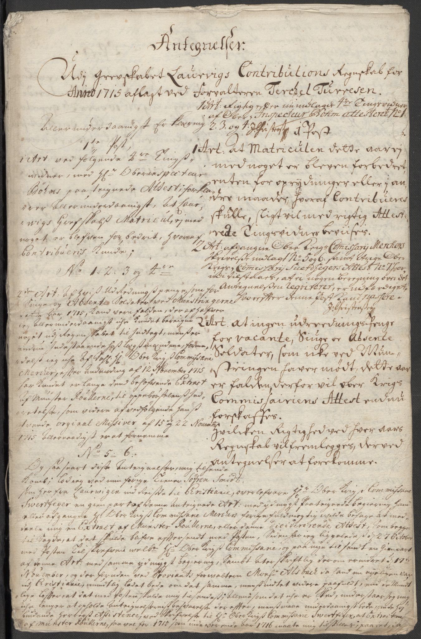 Rentekammeret inntil 1814, Reviderte regnskaper, Fogderegnskap, RA/EA-4092/R33/L1986: Fogderegnskap Larvik grevskap, 1714-1715, p. 563