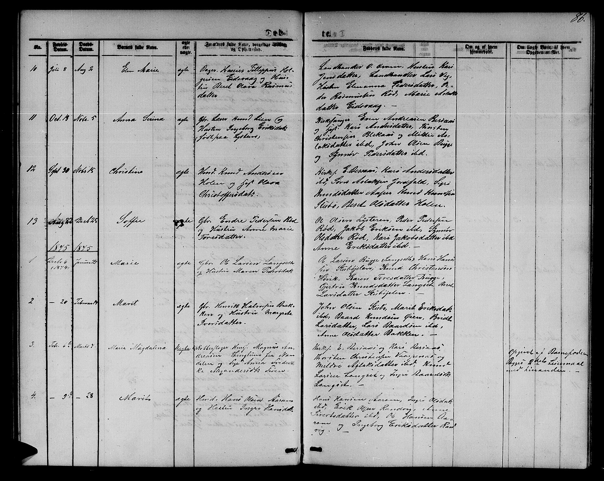 Ministerialprotokoller, klokkerbøker og fødselsregistre - Møre og Romsdal, SAT/A-1454/551/L0630: Parish register (copy) no. 551C02, 1867-1885, p. 86