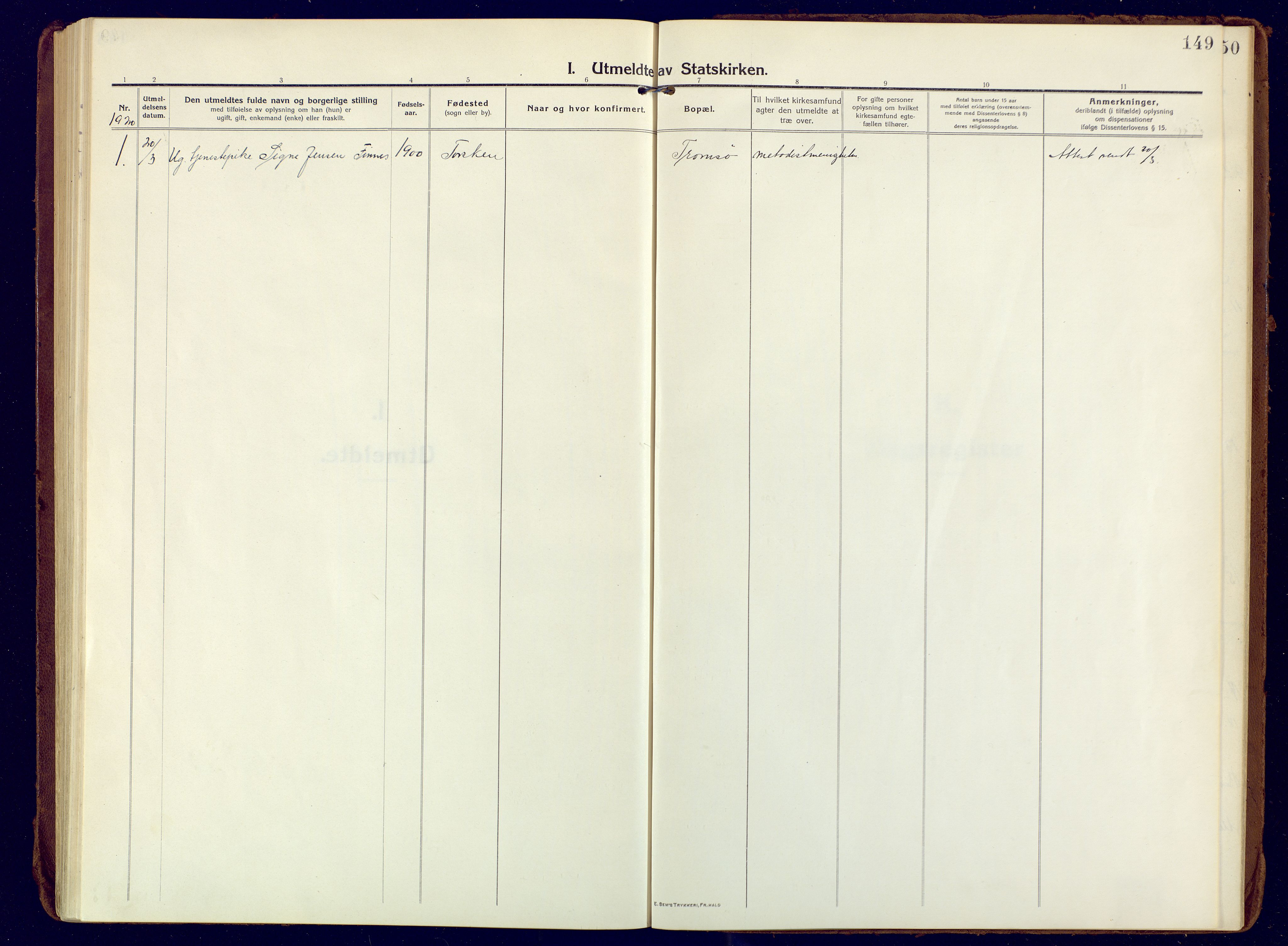 Berg sokneprestkontor, SATØ/S-1318/G/Ga/Gaa: Parish register (official) no. 10, 1916-1928, p. 149