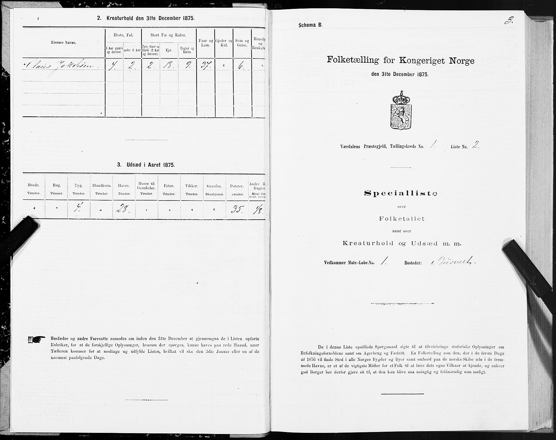 SAT, 1875 census for 1721P Verdal, 1875, p. 1003