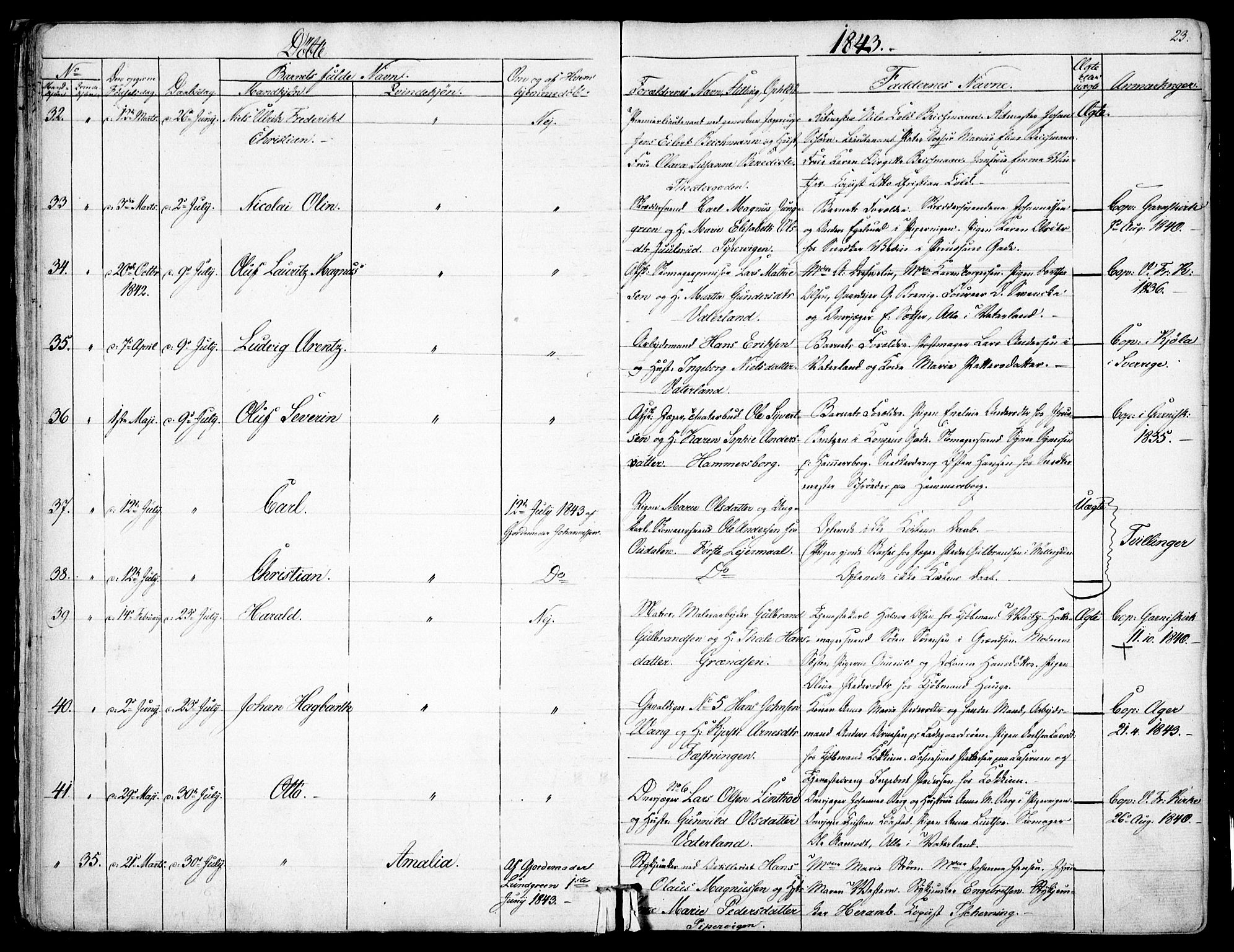 Garnisonsmenigheten Kirkebøker, SAO/A-10846/F/Fa/L0008: Parish register (official) no. 8, 1842-1859, p. 23