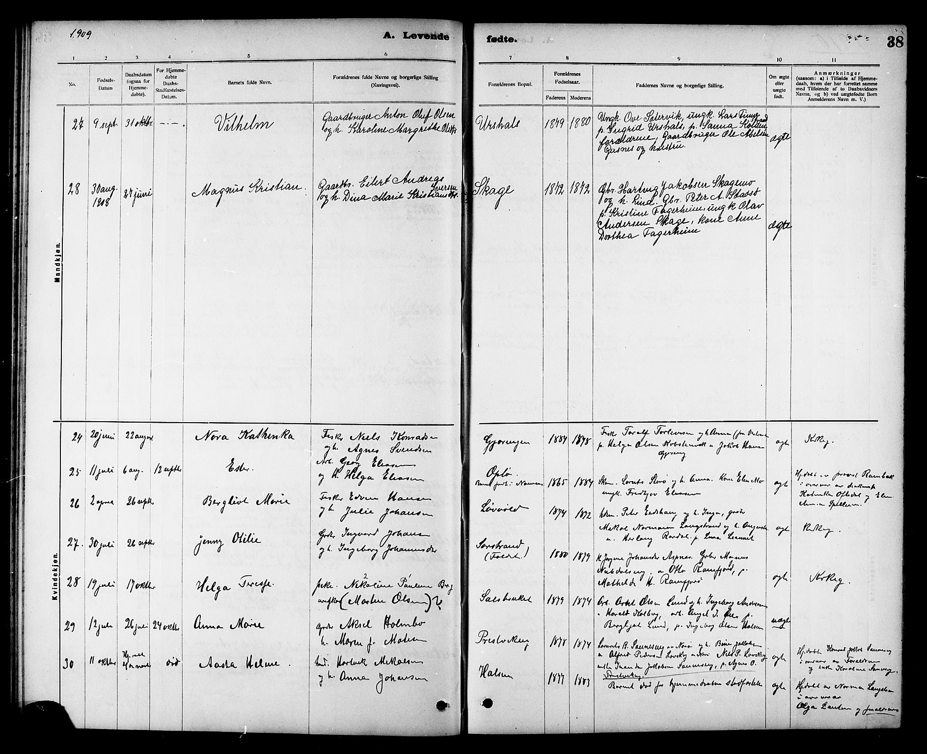 Ministerialprotokoller, klokkerbøker og fødselsregistre - Nord-Trøndelag, SAT/A-1458/780/L0652: Parish register (copy) no. 780C04, 1899-1911, p. 38