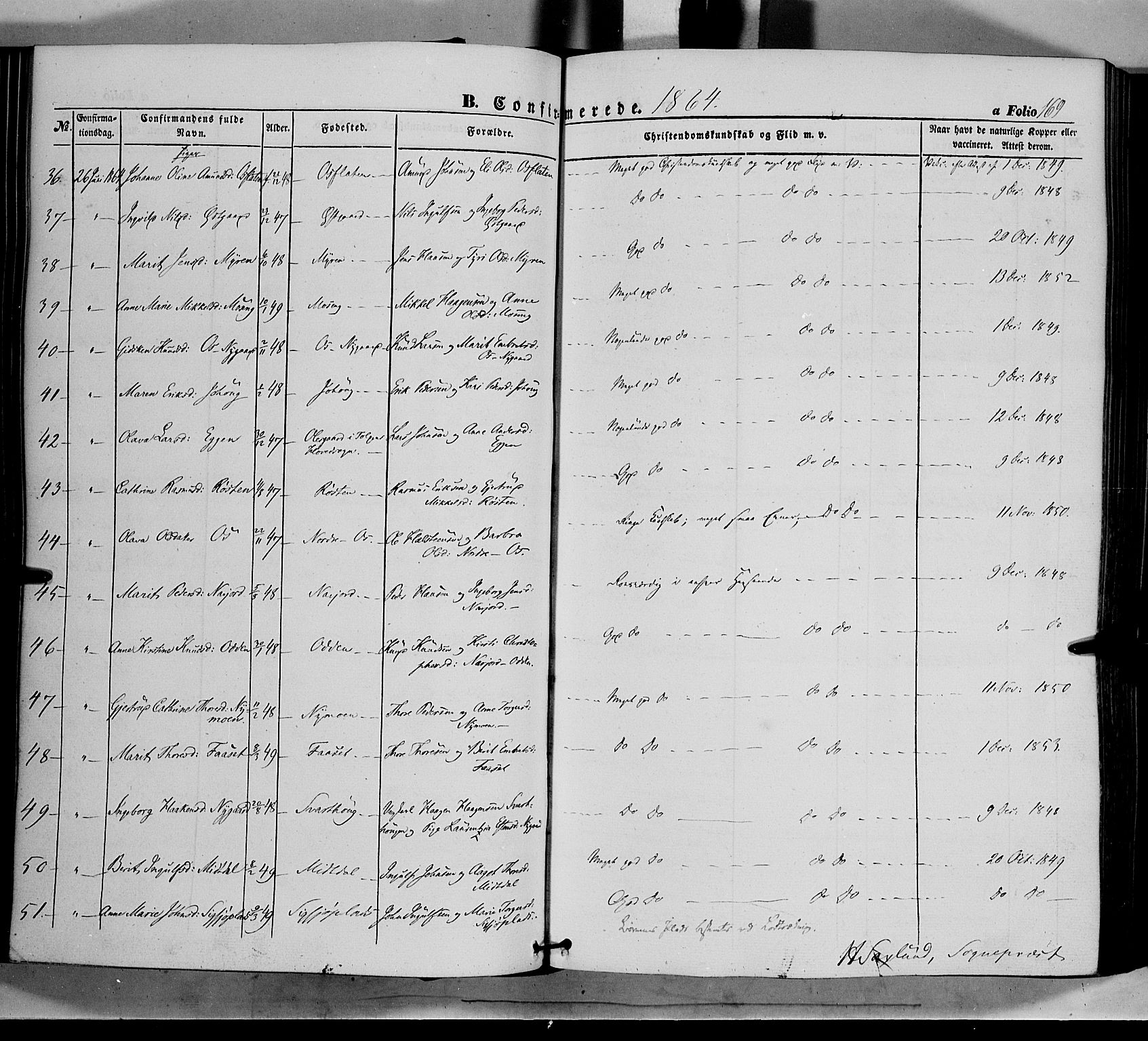 Tolga prestekontor, AV/SAH-PREST-062/K/L0006: Parish register (official) no. 6, 1852-1876, p. 169