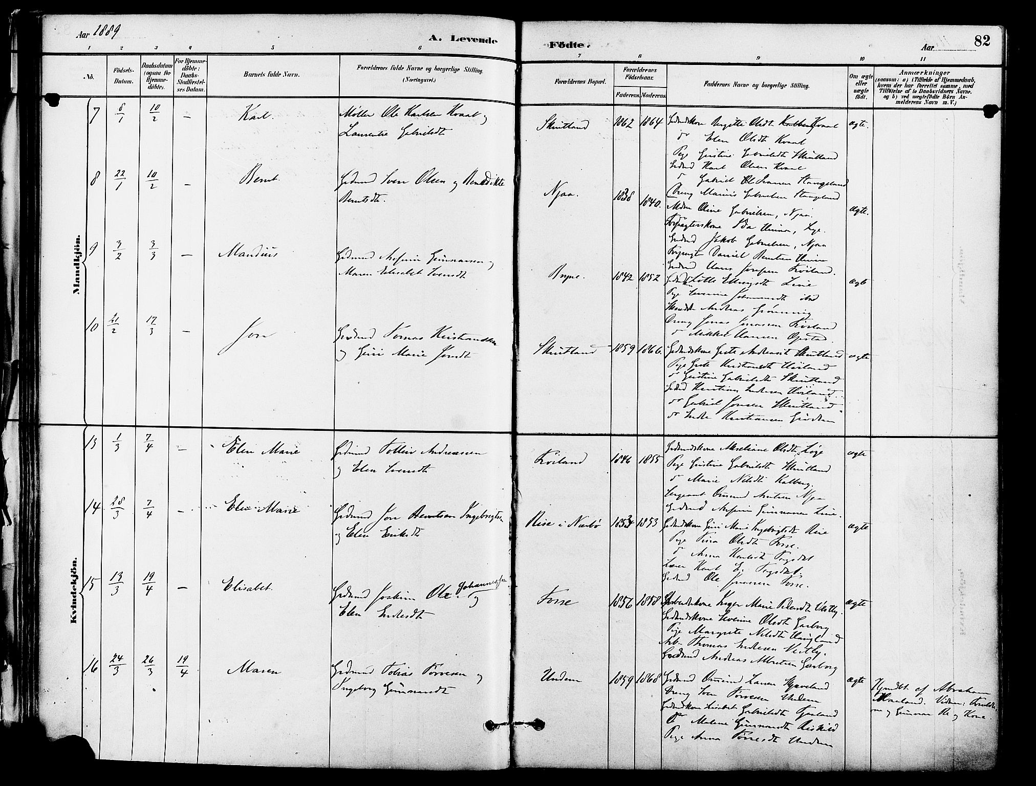 Lye sokneprestkontor, AV/SAST-A-101794/001/30BA/L0009: Parish register (official) no. A 8, 1881-1892, p. 82