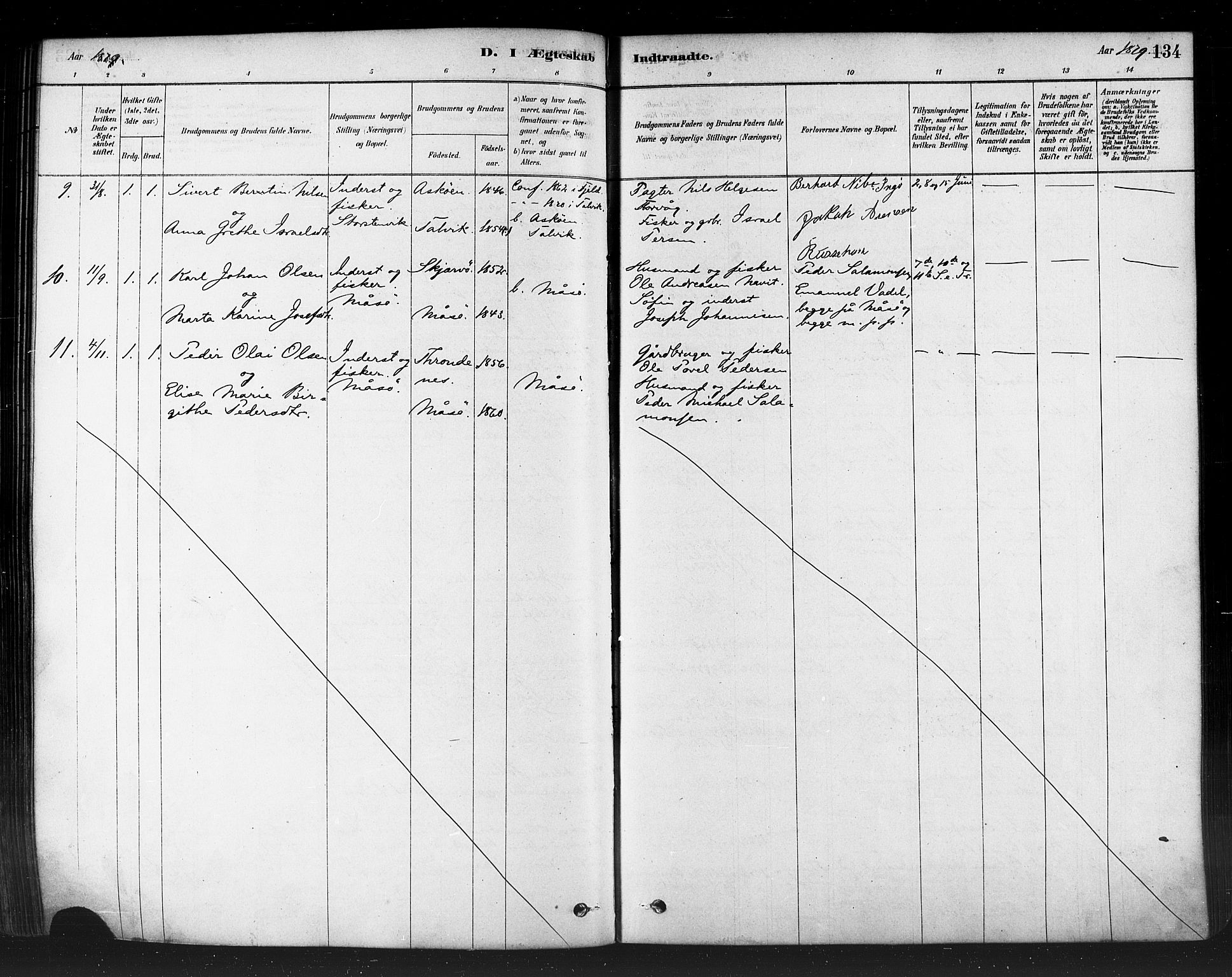 Måsøy sokneprestkontor, SATØ/S-1348/H/Ha/L0004kirke: Parish register (official) no. 4, 1878-1891, p. 134