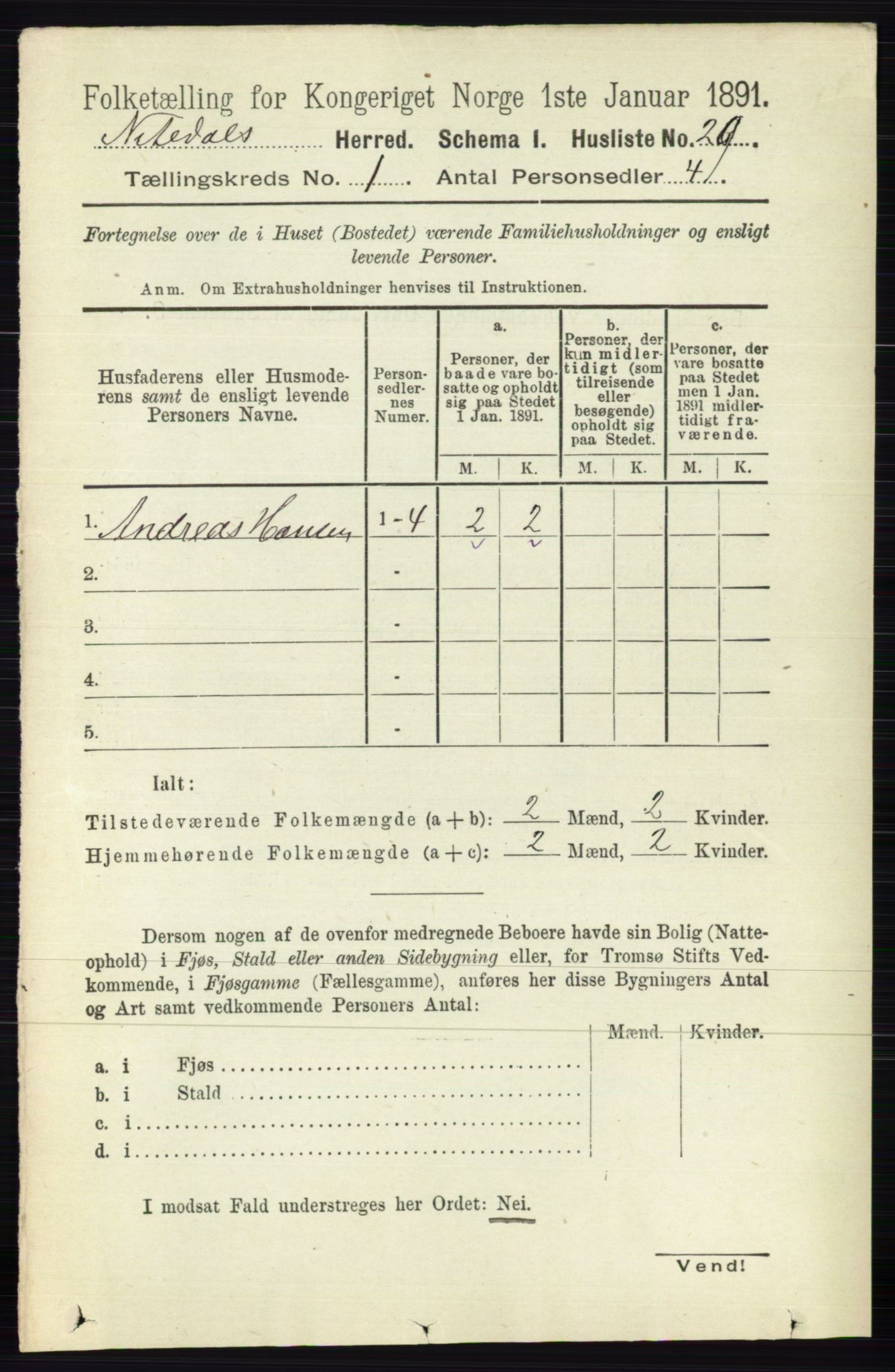 RA, 1891 census for 0233 Nittedal, 1891, p. 49