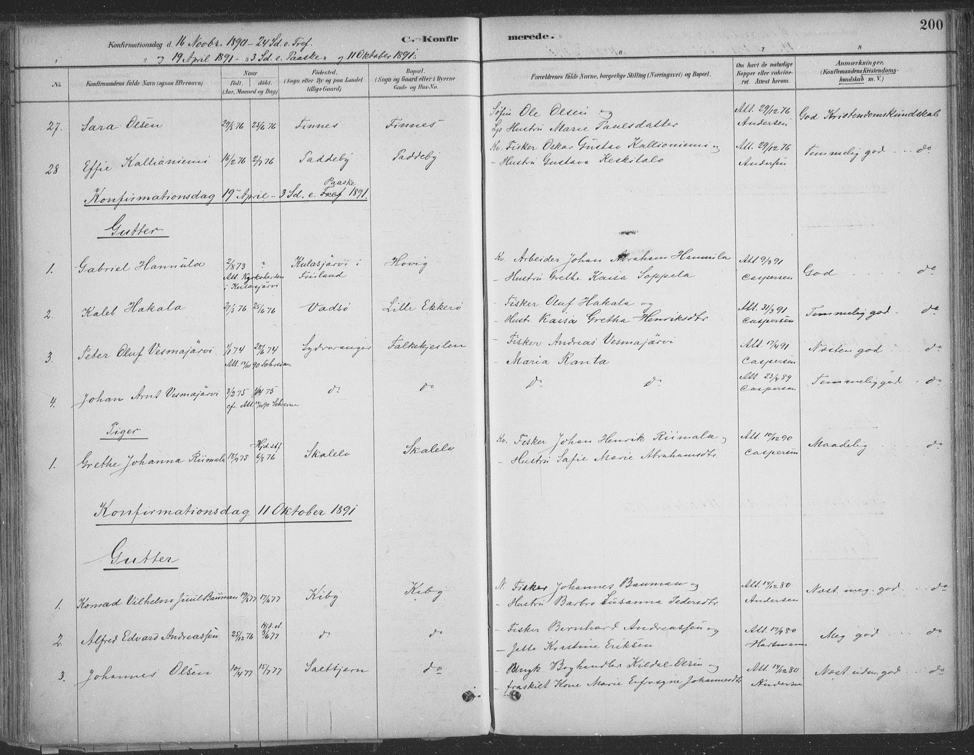 Vadsø sokneprestkontor, SATØ/S-1325/H/Ha/L0009kirke: Parish register (official) no. 9, 1881-1917, p. 200