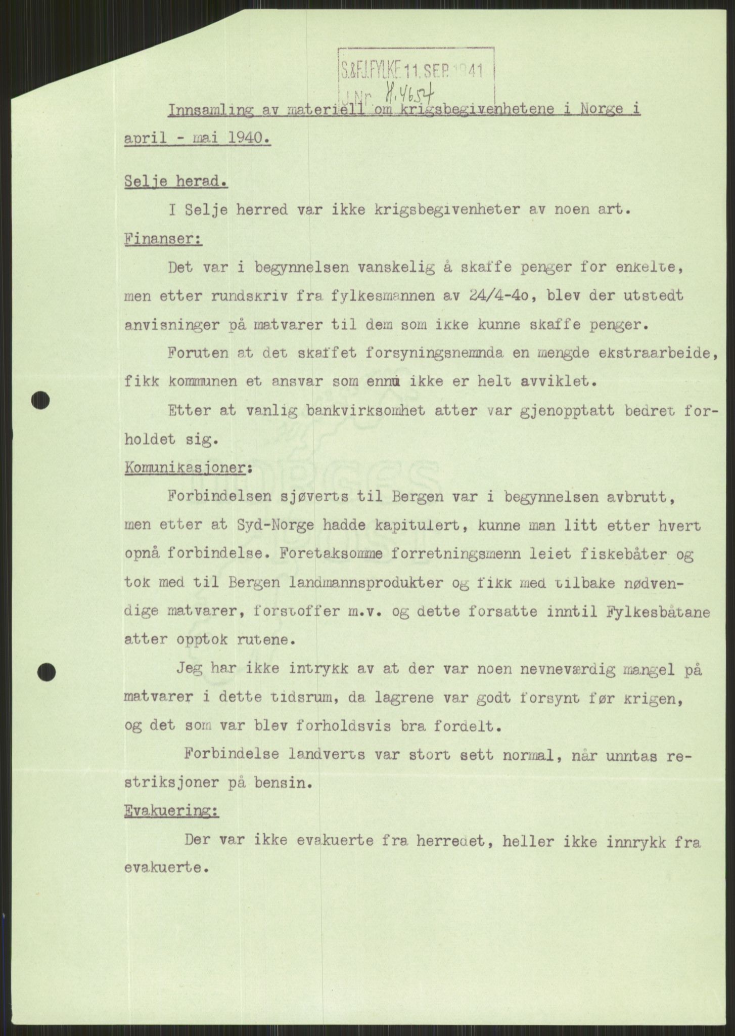 Forsvaret, Forsvarets krigshistoriske avdeling, RA/RAFA-2017/Y/Ya/L0015: II-C-11-31 - Fylkesmenn.  Rapporter om krigsbegivenhetene 1940., 1940, p. 568