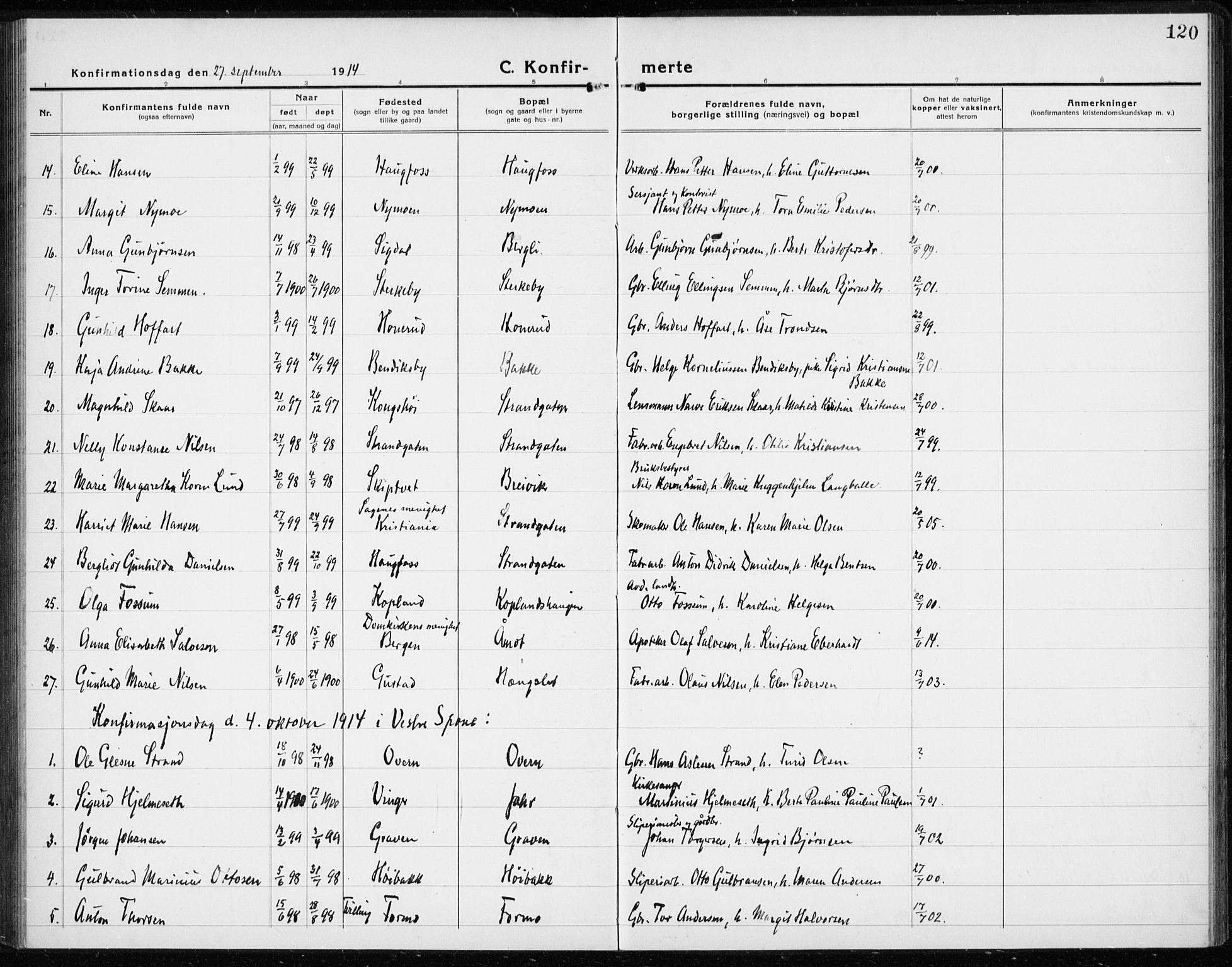 Modum kirkebøker, AV/SAKO-A-234/G/Gc/L0002: Parish register (copy) no. III 2, 1919-1935, p. 120