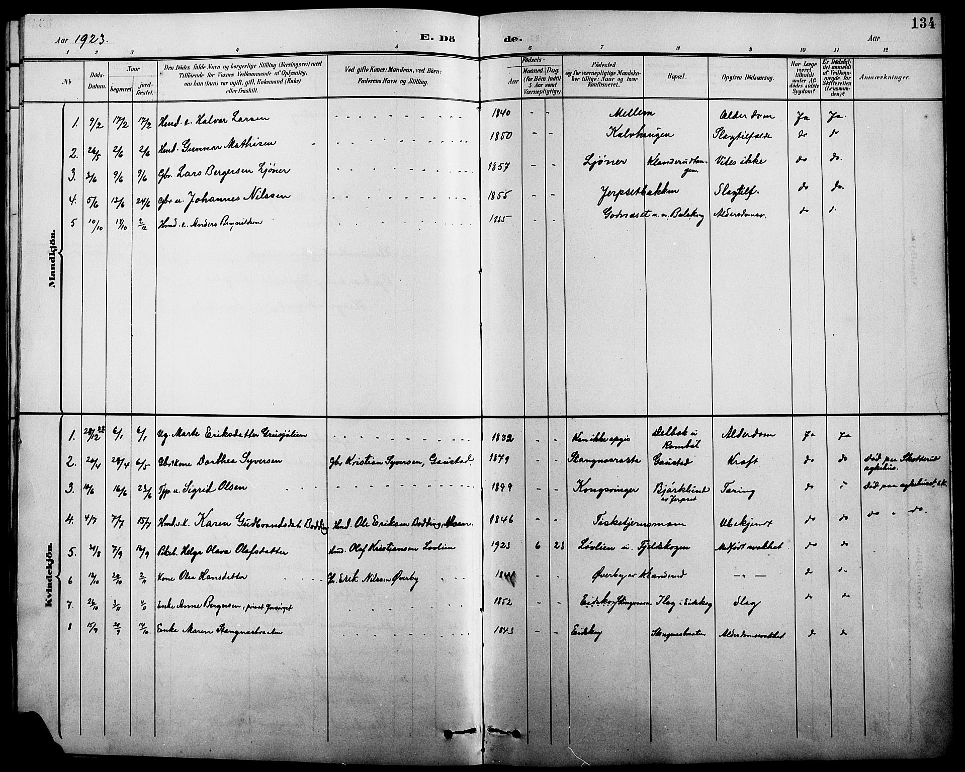 Eidskog prestekontor, AV/SAH-PREST-026/H/Ha/Hab/L0002: Parish register (copy) no. 2, 1895-1923, p. 134