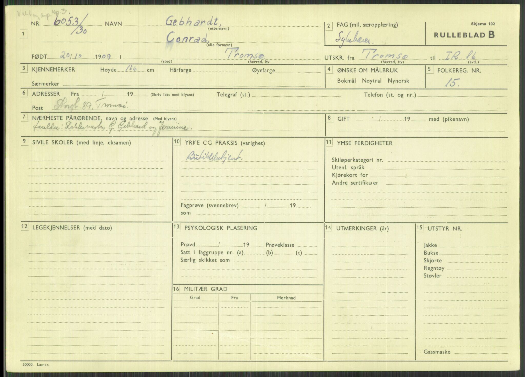 Forsvaret, Troms infanteriregiment nr. 16, AV/RA-RAFA-3146/P/Pa/L0014: Rulleblad for regimentets menige mannskaper, årsklasse 1930, 1930, p. 195