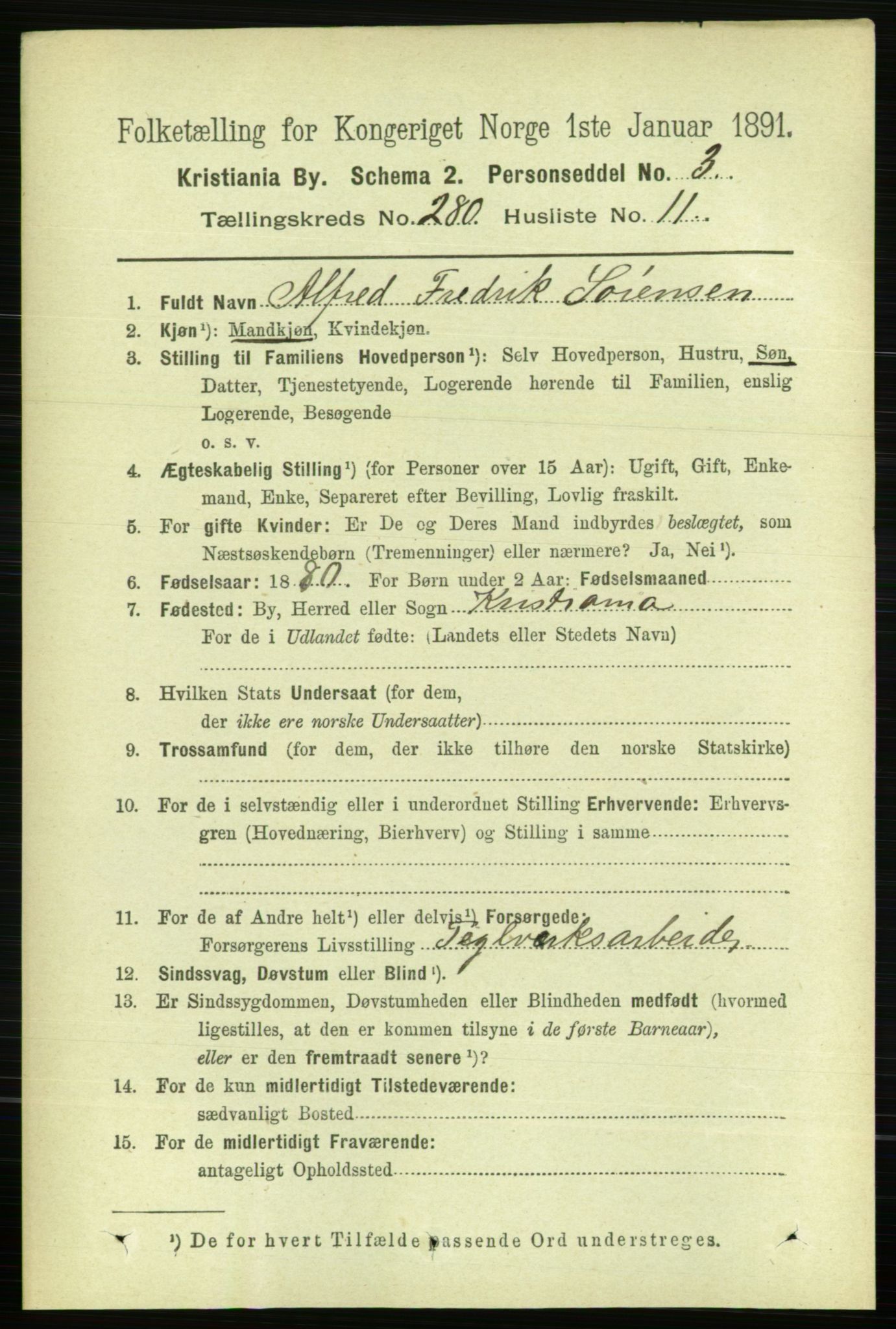 RA, 1891 census for 0301 Kristiania, 1891, p. 170354