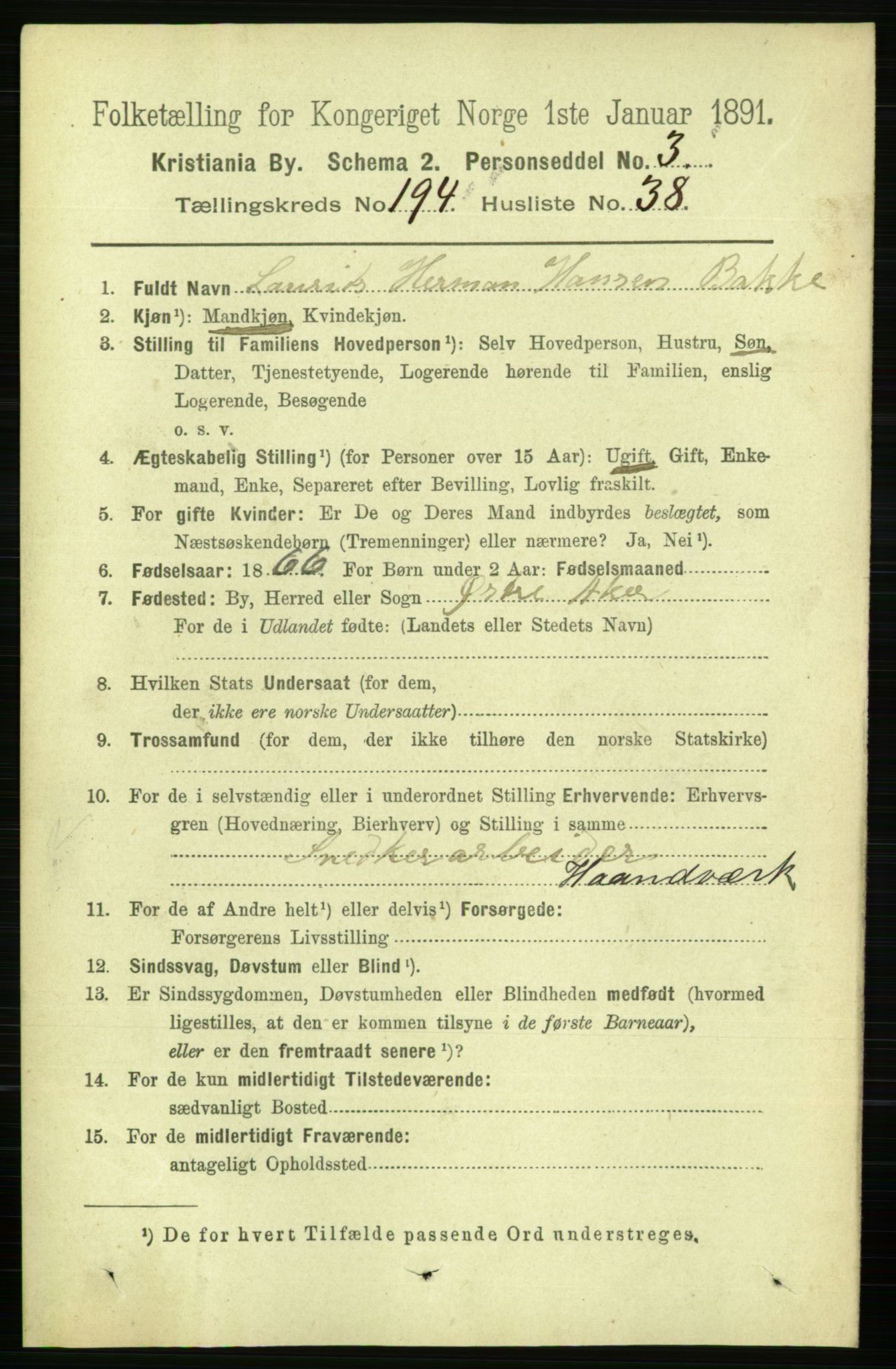 RA, 1891 census for 0301 Kristiania, 1891, p. 117431