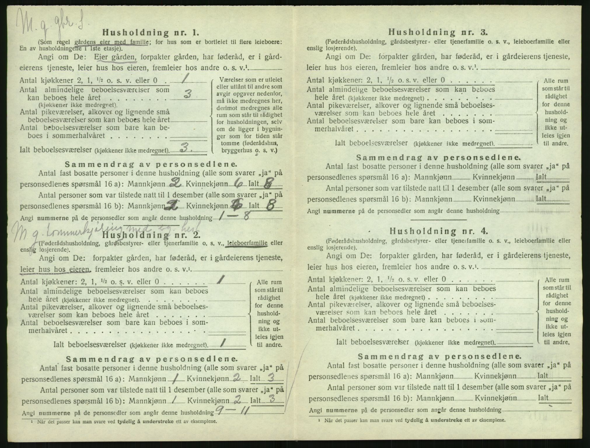 SAK, 1920 census for Vegårshei, 1920, p. 213