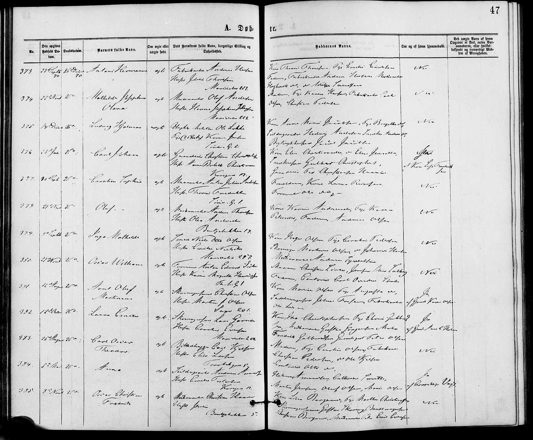 Gamle Aker prestekontor Kirkebøker, AV/SAO-A-10617a/G/L0003: Parish register (copy) no. 3, 1869-1874, p. 47