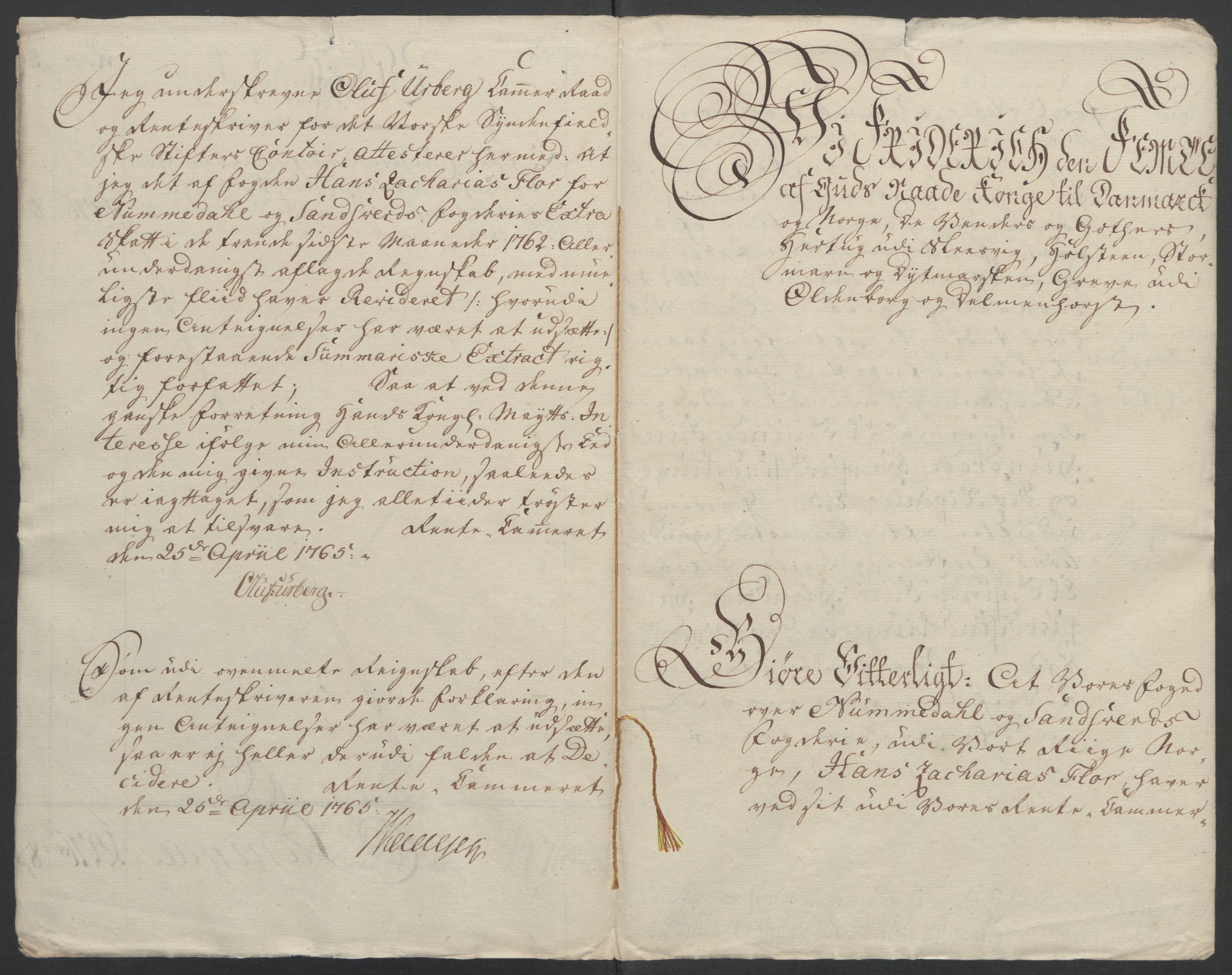 Rentekammeret inntil 1814, Reviderte regnskaper, Fogderegnskap, AV/RA-EA-4092/R24/L1672: Ekstraskatten Numedal og Sandsvær, 1762-1767, p. 10