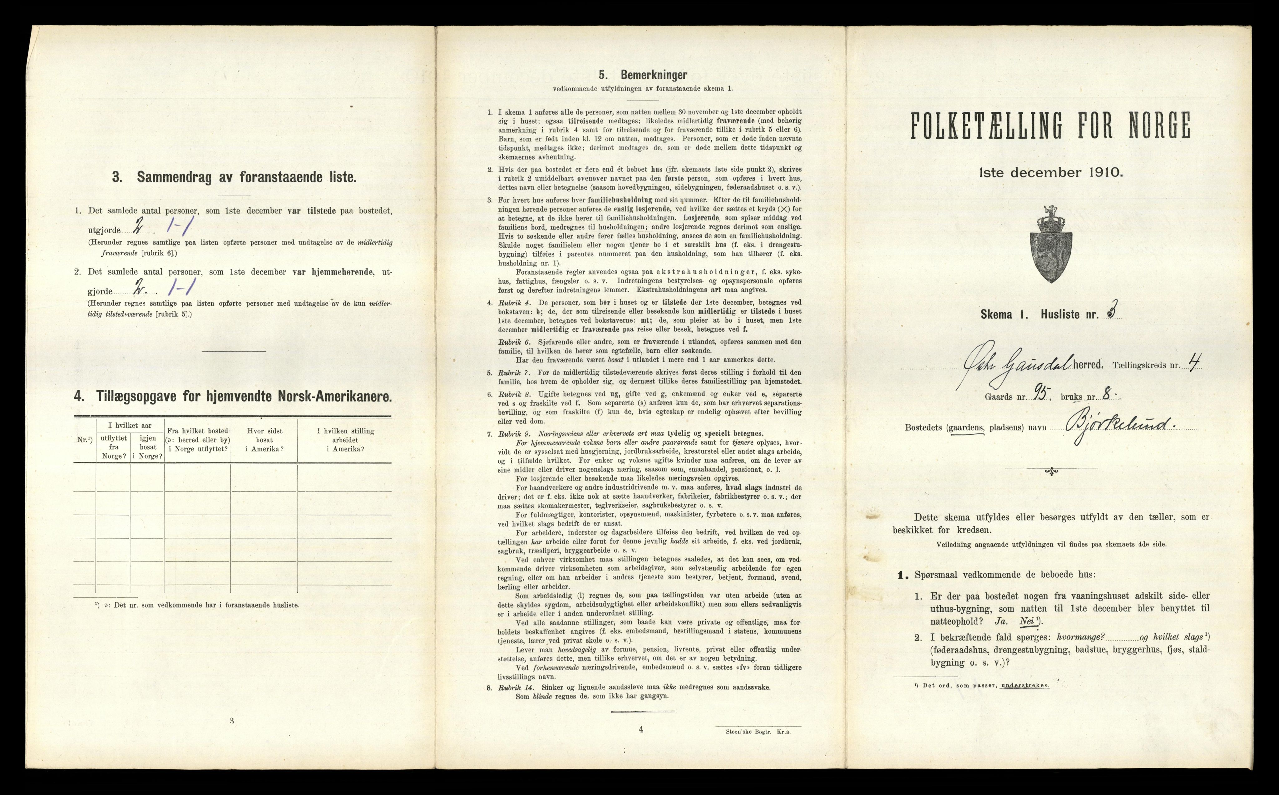 RA, 1910 census for Østre Gausdal, 1910, p. 654